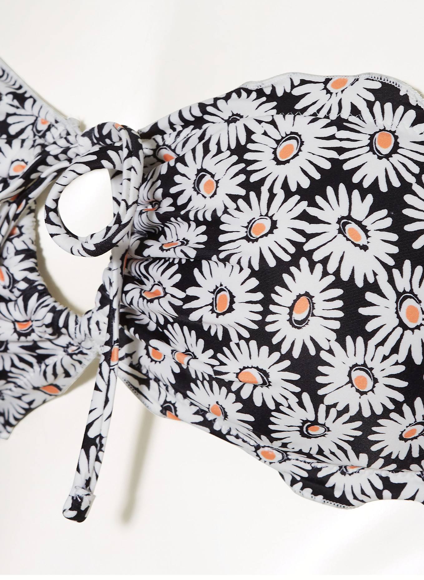 HUGO Bandeau-Bikini-Top RUFFLE: HELLGRAU/ HELLORANGE/ SCHWARZ