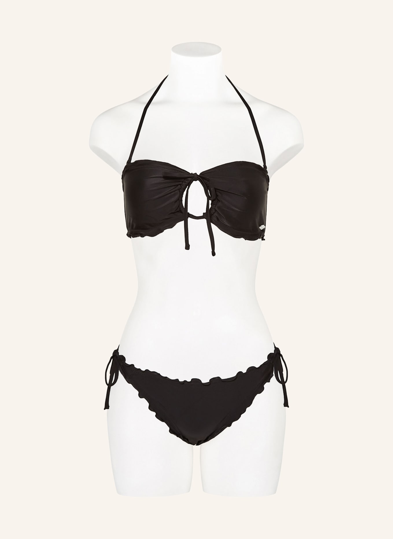 HUGO Bandeau-Bikini-Top RUFFLE: SCHWARZ