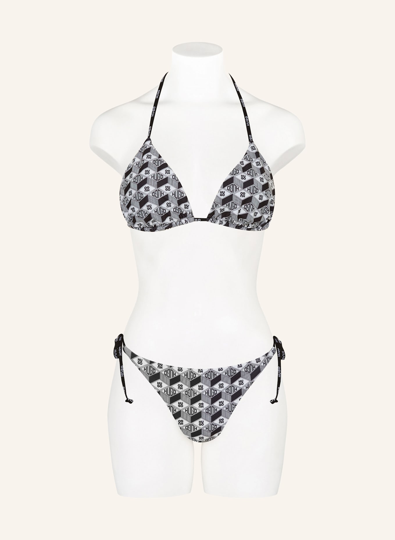 HUGO Dół od bikini trójkątnego PURE: CZARNY / BIAŁY