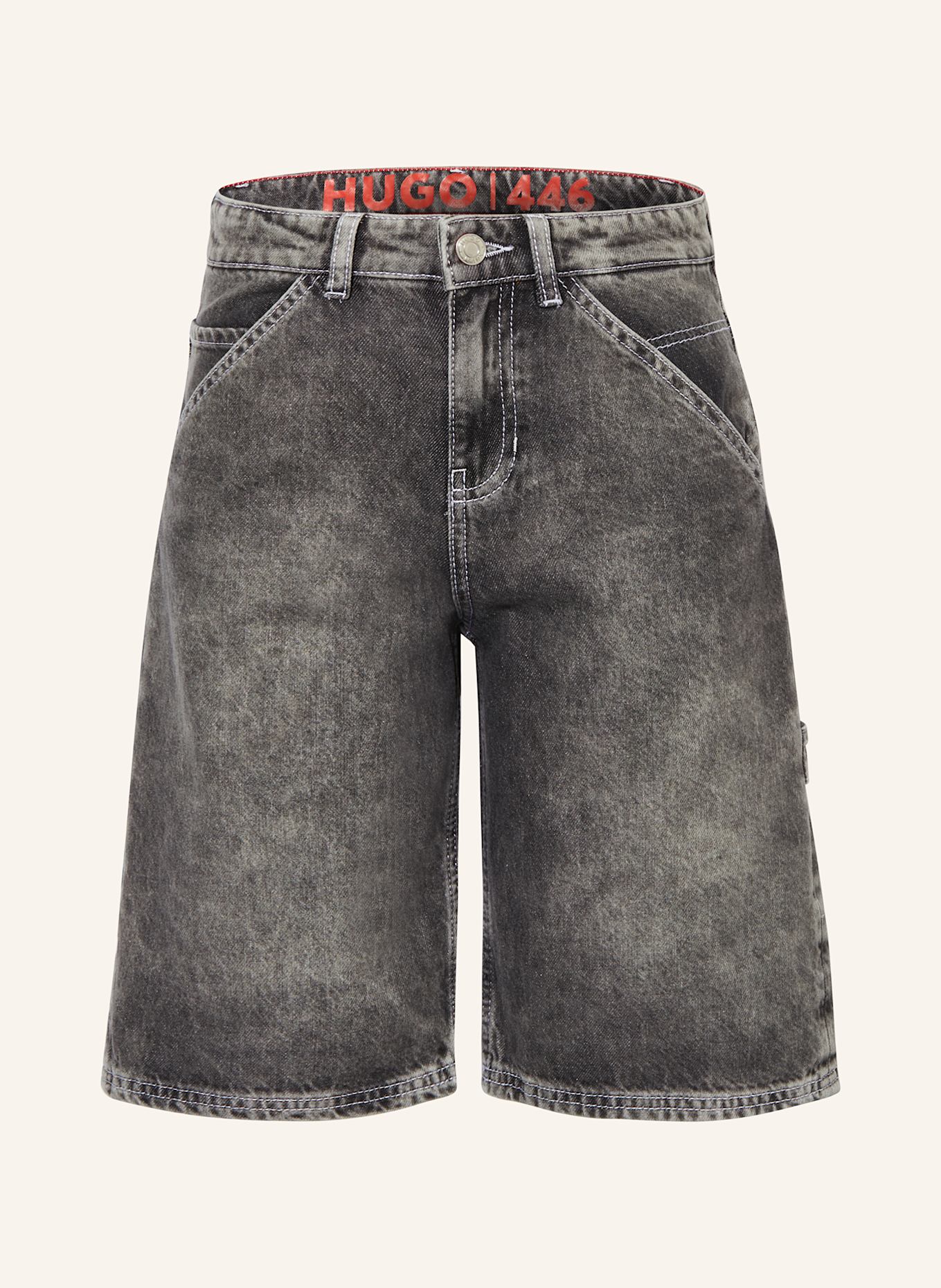 HUGO Szorty jeansowe loose fit: SZARY