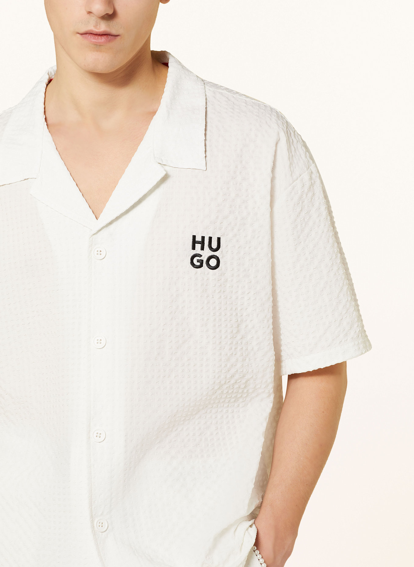 HUGO Resorthemd CHAFFLE Comfort Fit: ECRU