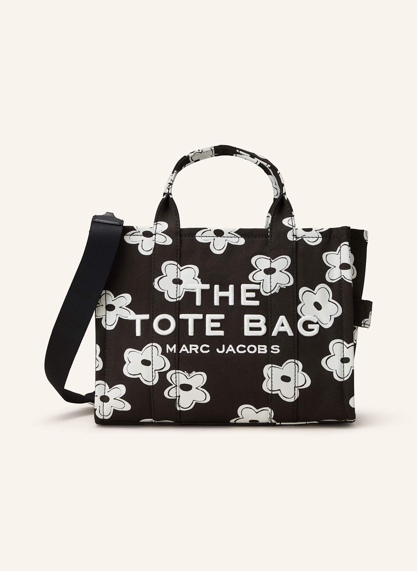MARC JACOBS Shopper THE MEDIUM TOTE BAG: SCHWARZ / WEISS