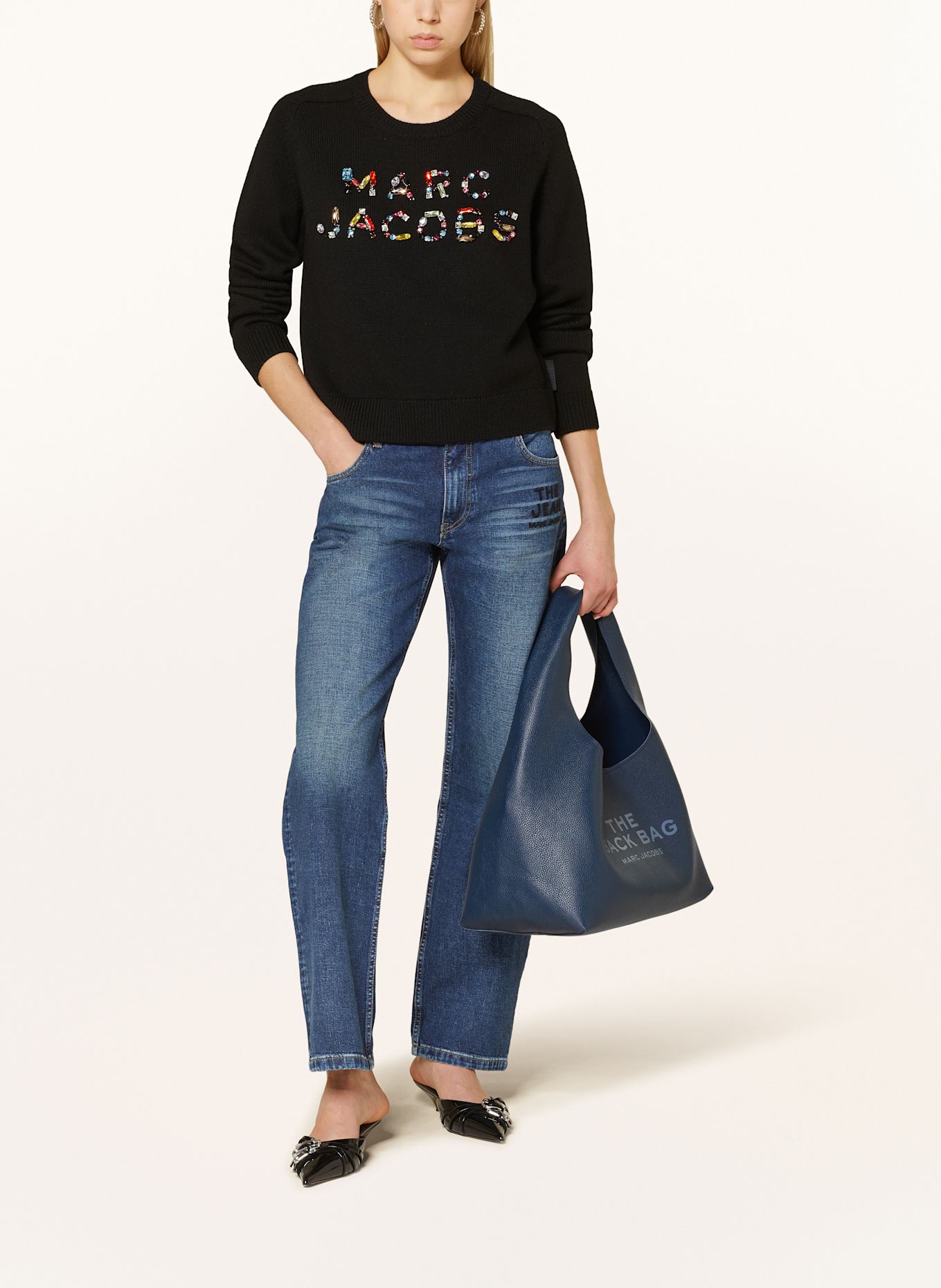 MARC JACOBS Kabelka THE SACK BAG s pouzdrem: TMAVĚ MODRÁ