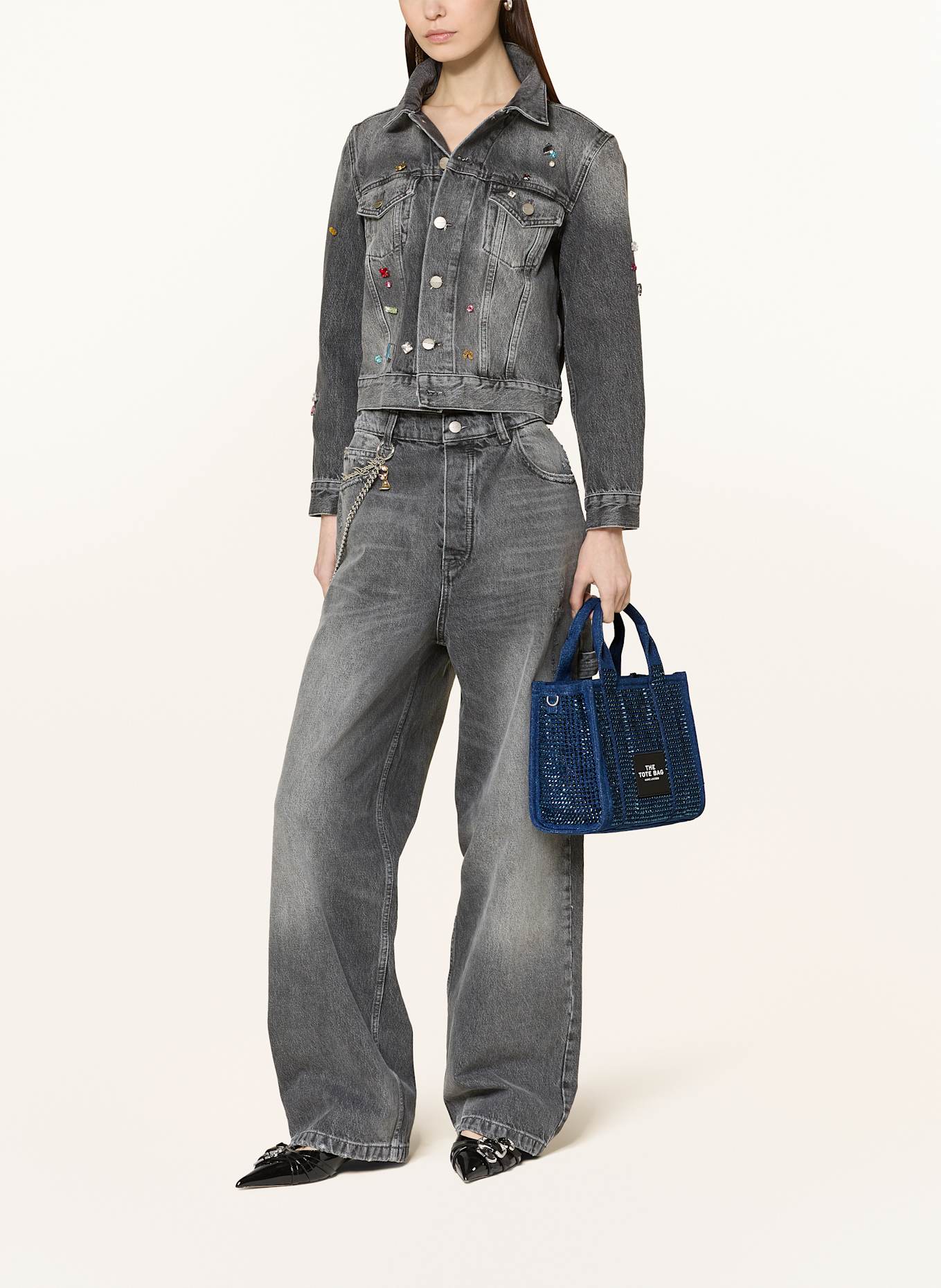 MARC JACOBS Handtasche THE SMALL TOTE BAG CRYSTAL mit Schmucksteinen: DUNKELBLAU