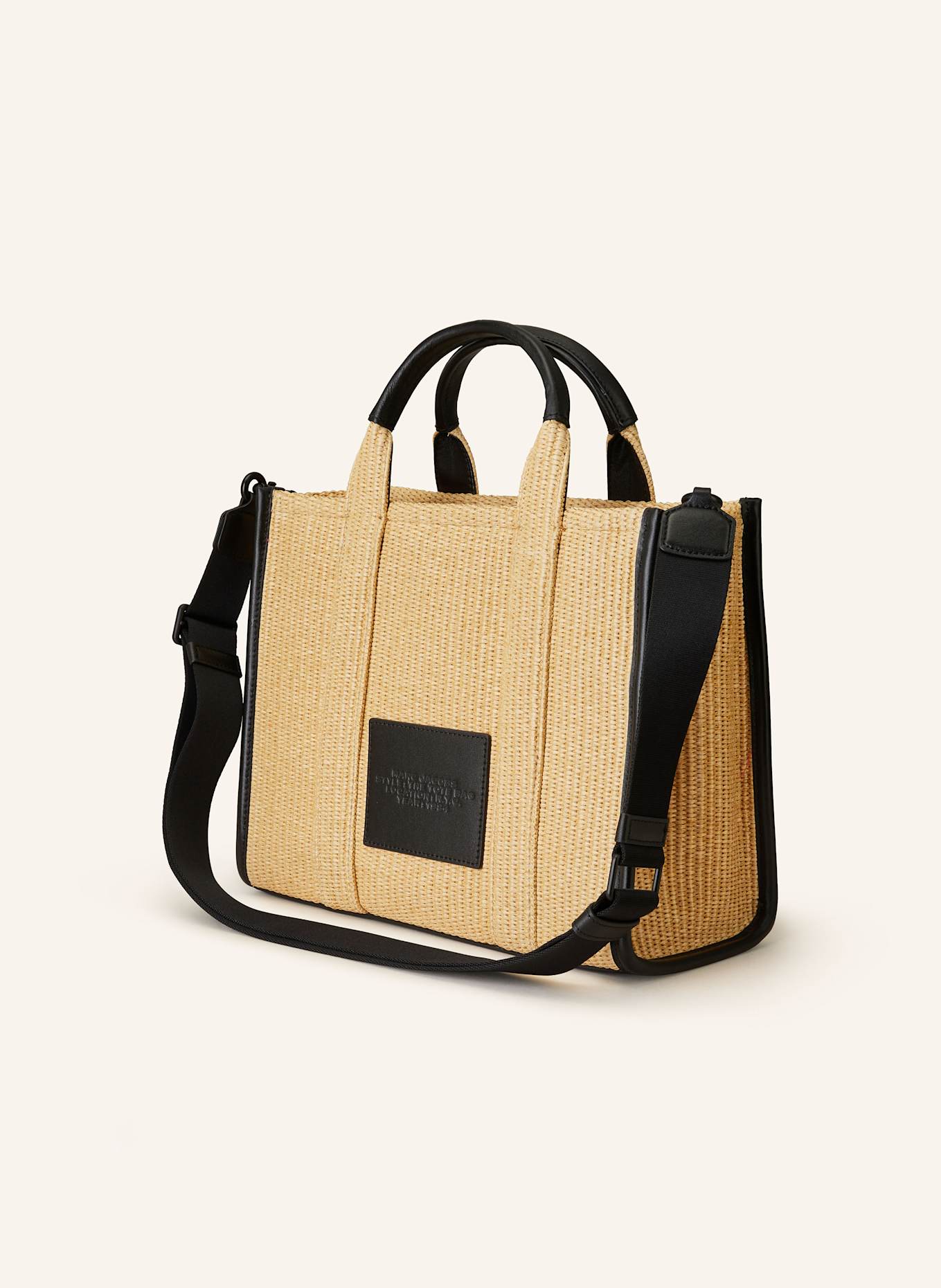 MARC JACOBS Shopper THE MEDIUM WOVEN TOTE: HELLBRAUN/ SCHWARZ