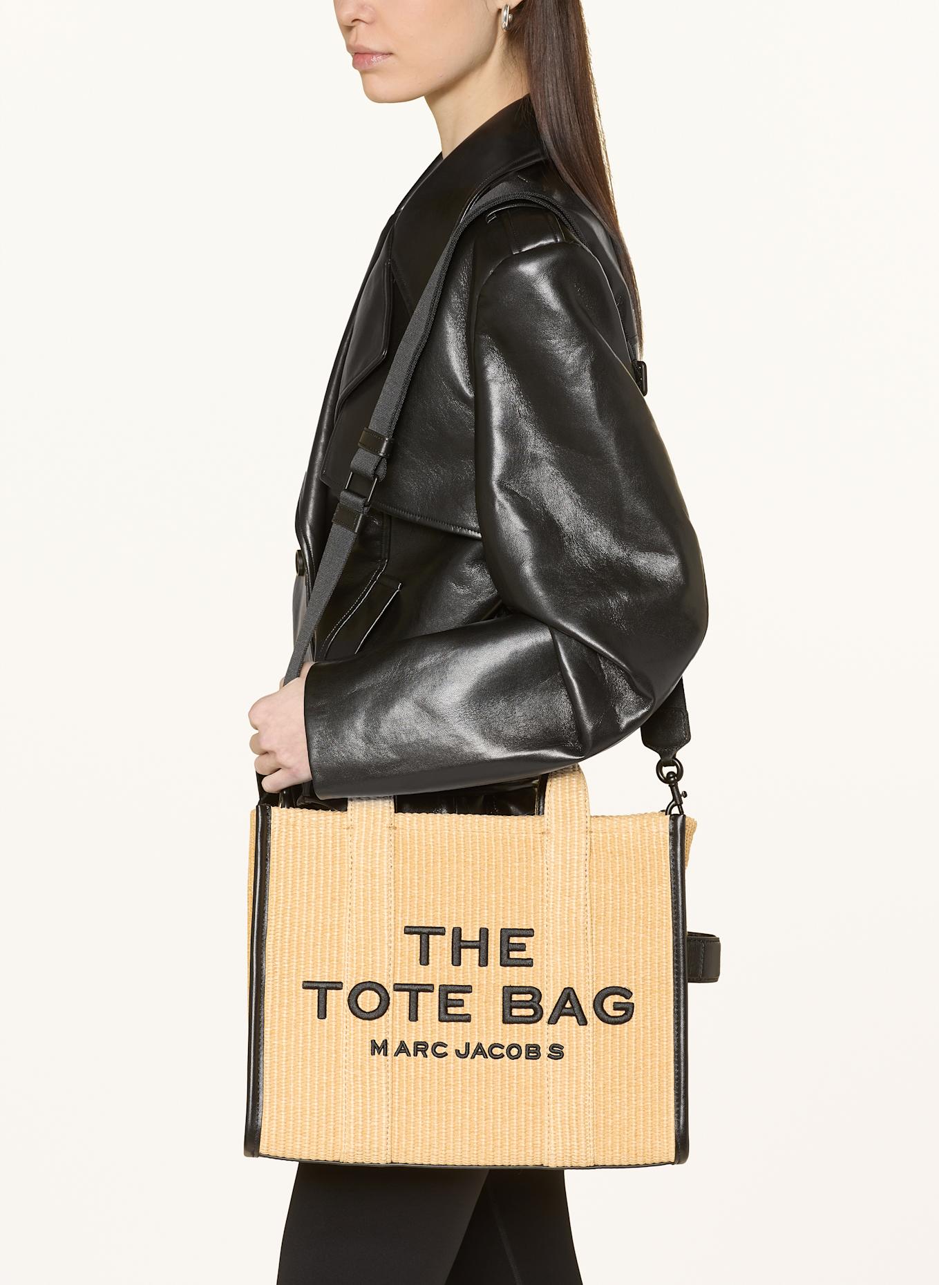 MARC JACOBS Shopper THE MEDIUM WOVEN TOTE: HELLBRAUN/ SCHWARZ