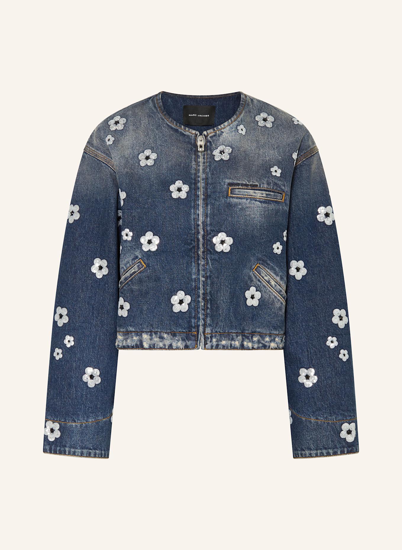 MARC JACOBS Džínová bunda s flitry: MODRÁ/ STŘÍBRNÁ