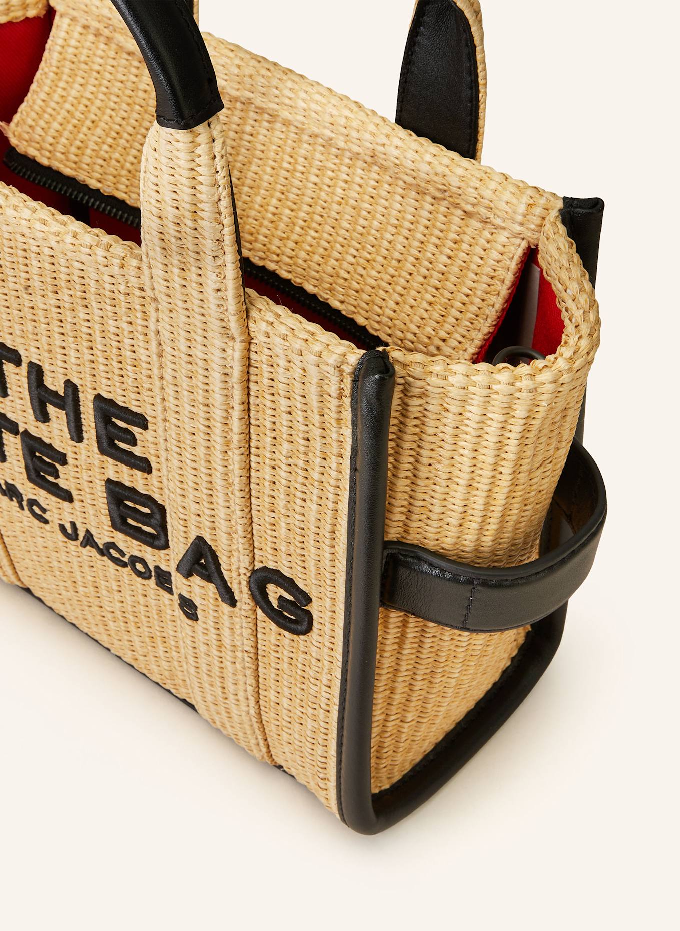 MARC JACOBS Shopper THE SMALL WOVEN TOTE: BEIGE/ SCHWARZ