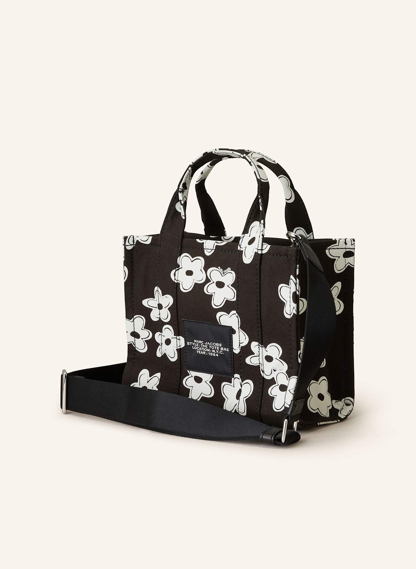 MARC JACOBS Shopper THE SMALL TOTE BAG: SCHWARZ/ WEISS