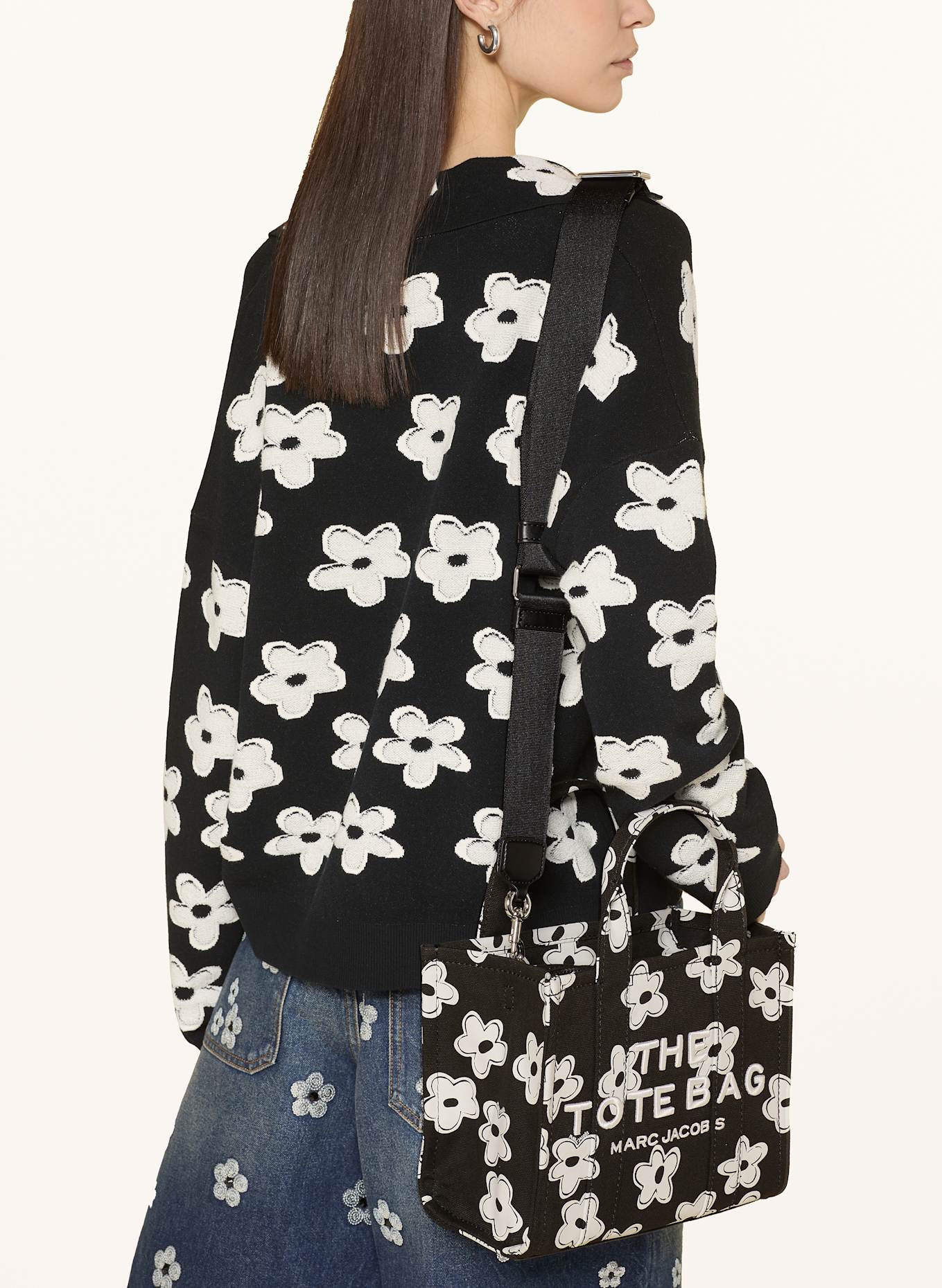 MARC JACOBS Shopper THE SMALL TOTE BAG: SCHWARZ/ WEISS