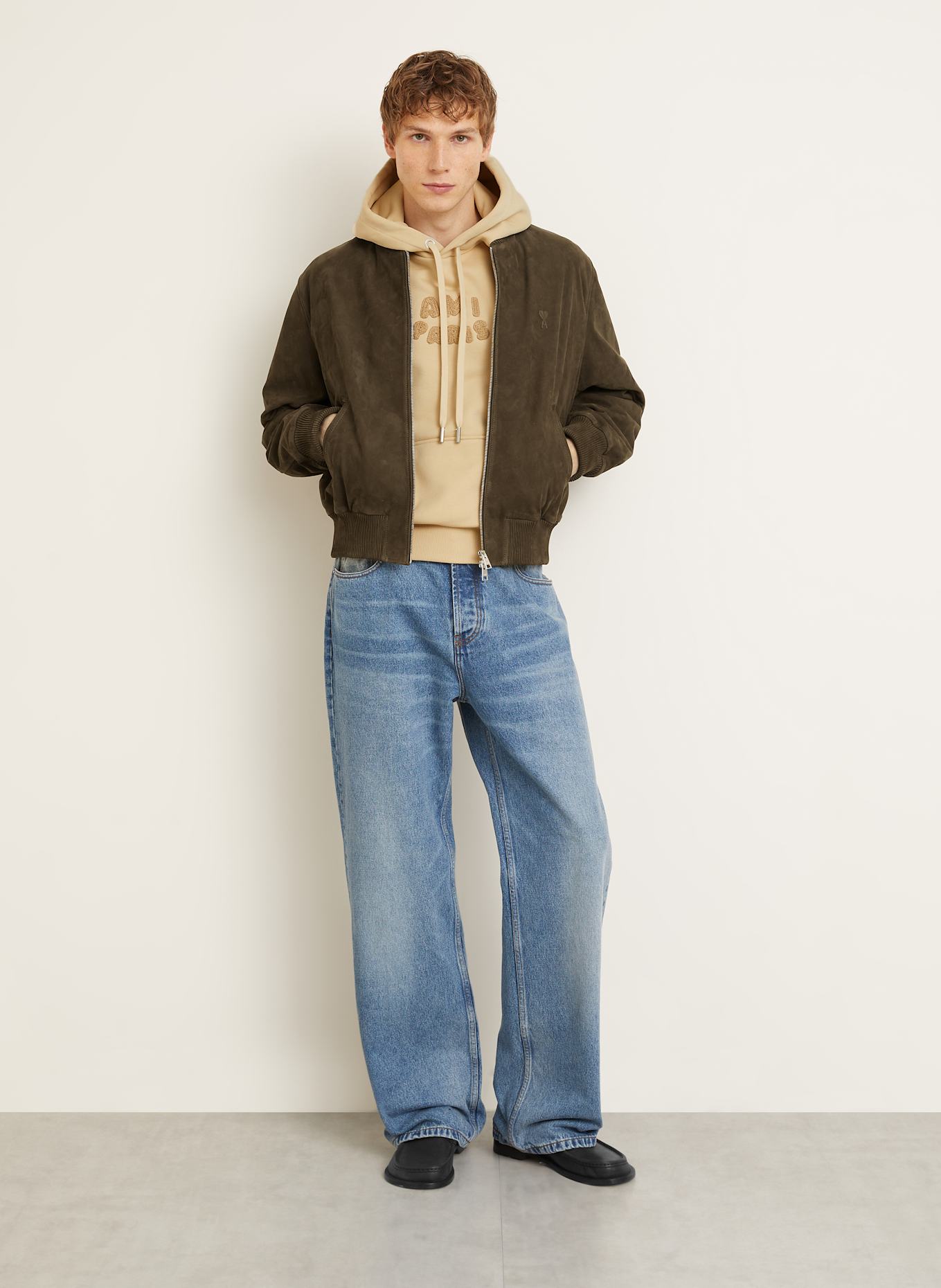 AMI PARIS Lederblouson, Farbe: KHAKI (Bild 2)