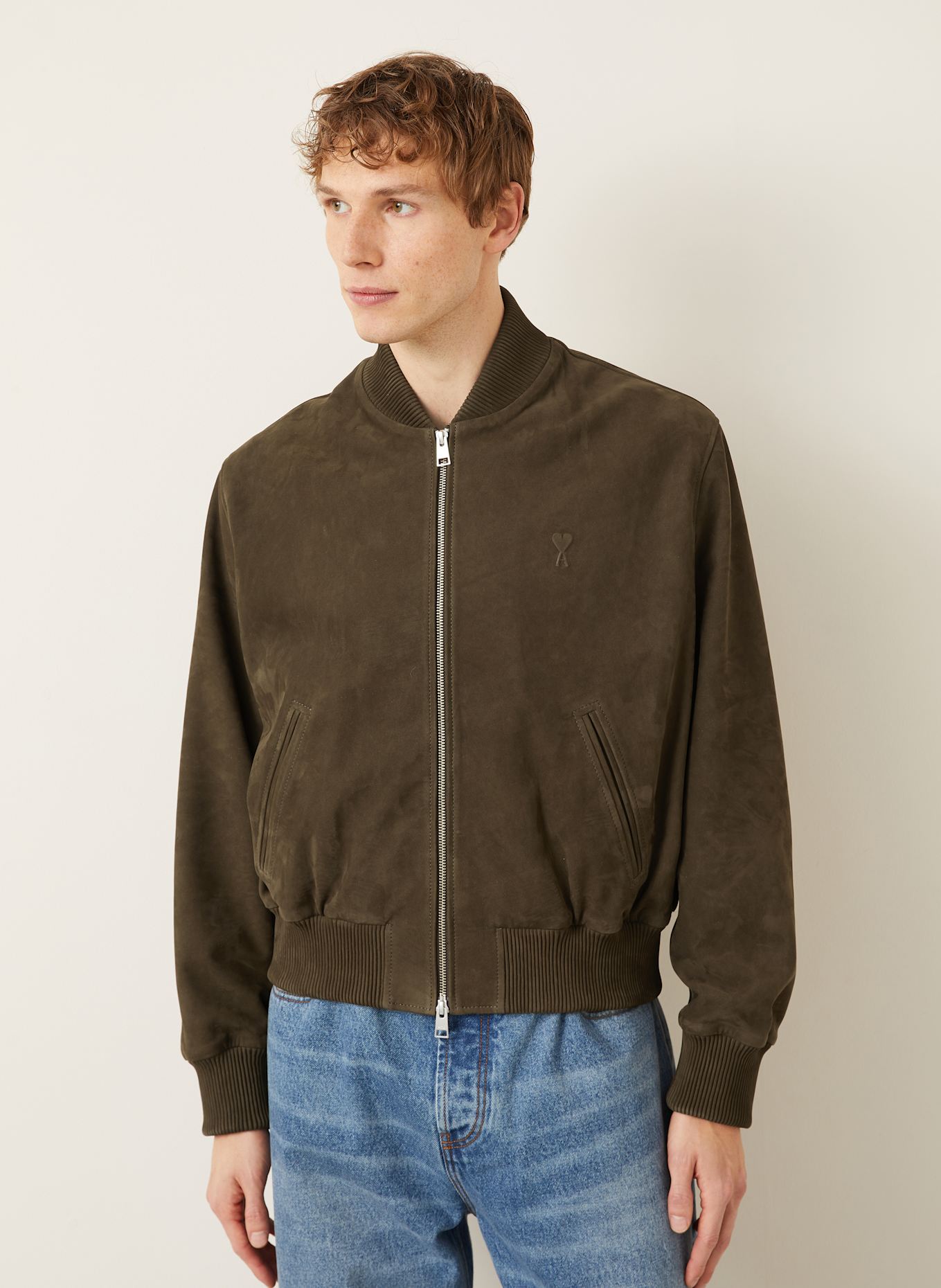 AMI PARIS Lederblouson, Farbe: KHAKI (Bild 4)