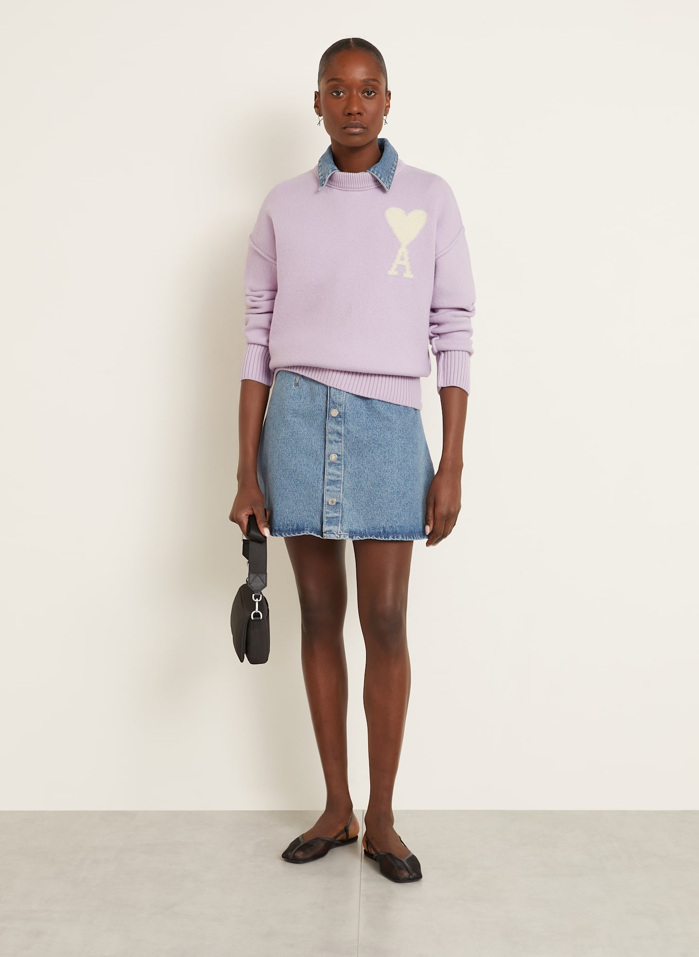 AMI PARIS pull: LILAS CLAIR / ÉCRU