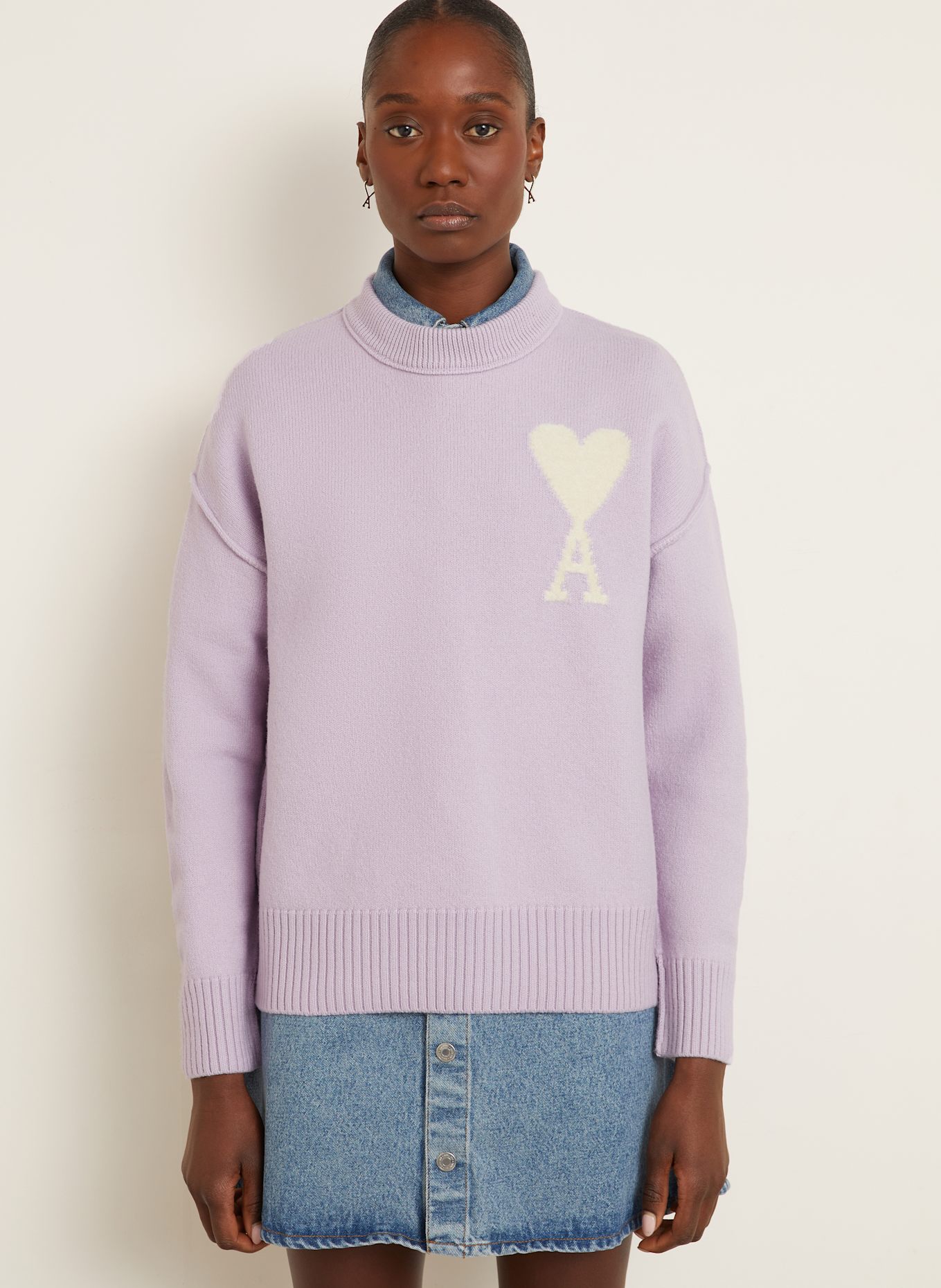 AMI PARIS pull: LILAS CLAIR / ÉCRU