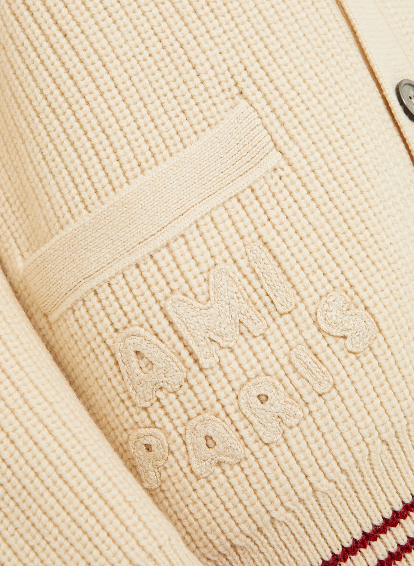 AMI PARIS Cardigan: ECRU / DARK RED