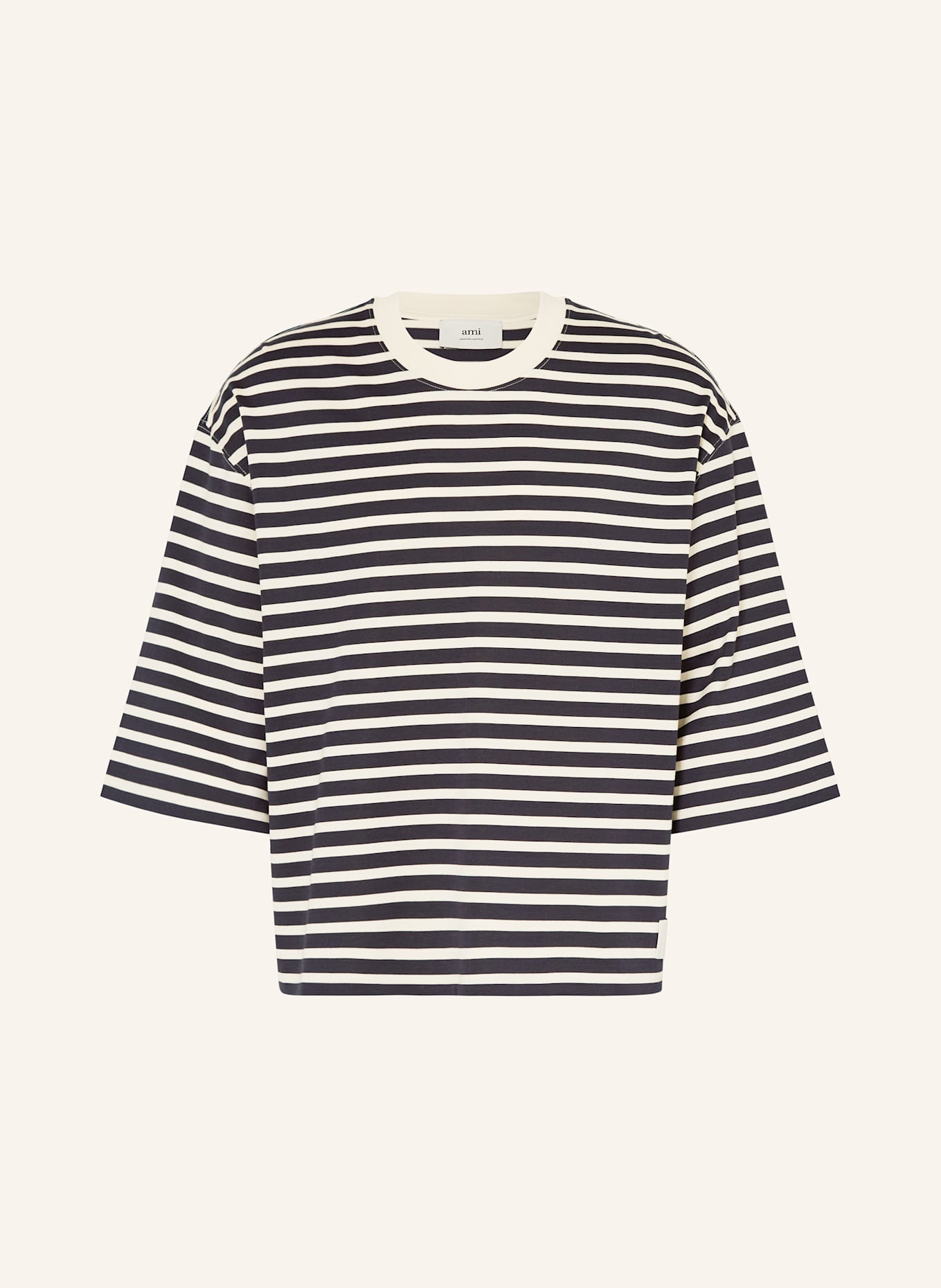 AMI PARIS Oversized-Shirt: DUNKELBLAU / CREME