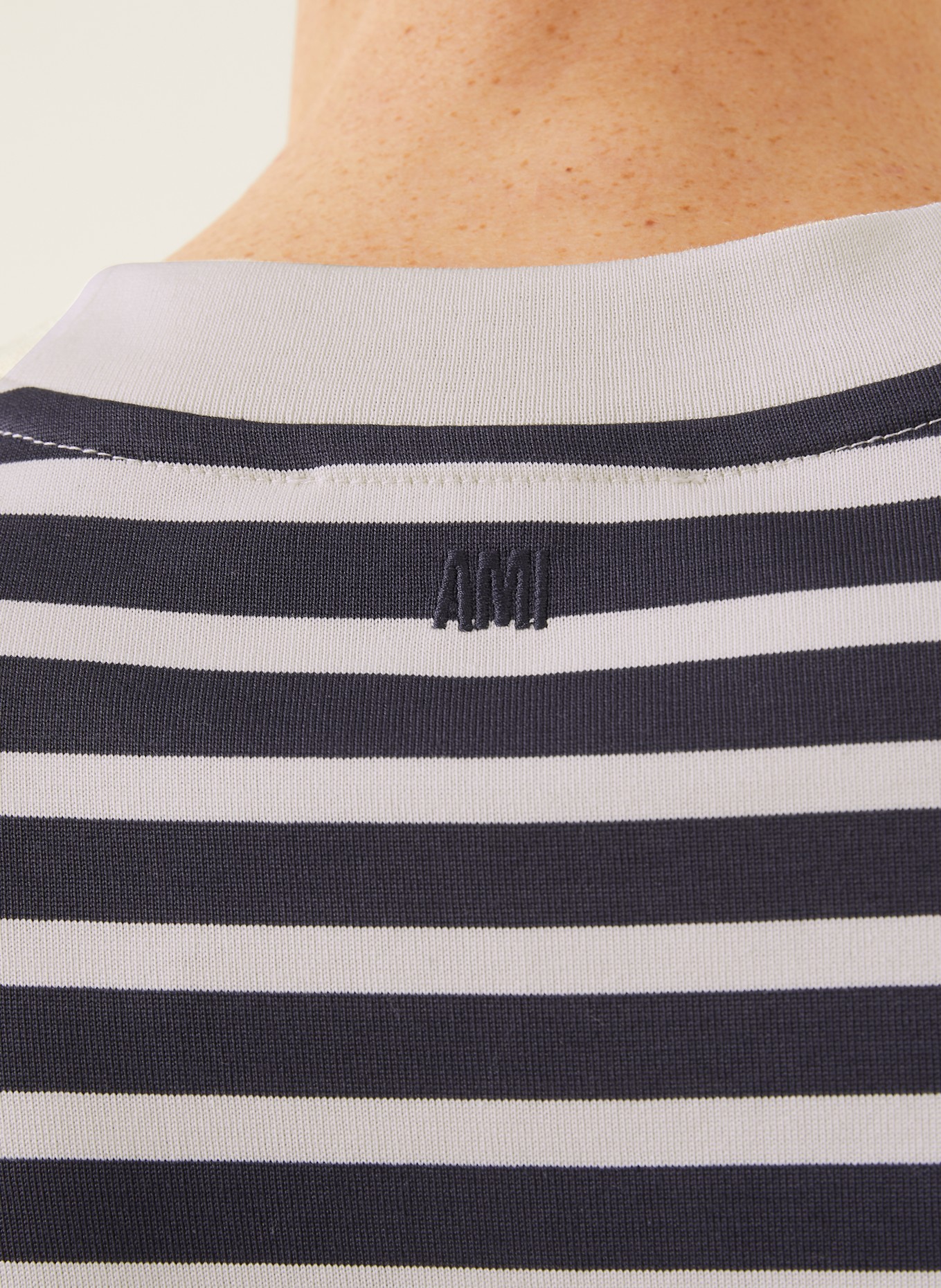 AMI PARIS Oversized-Shirt: DUNKELBLAU / CREME