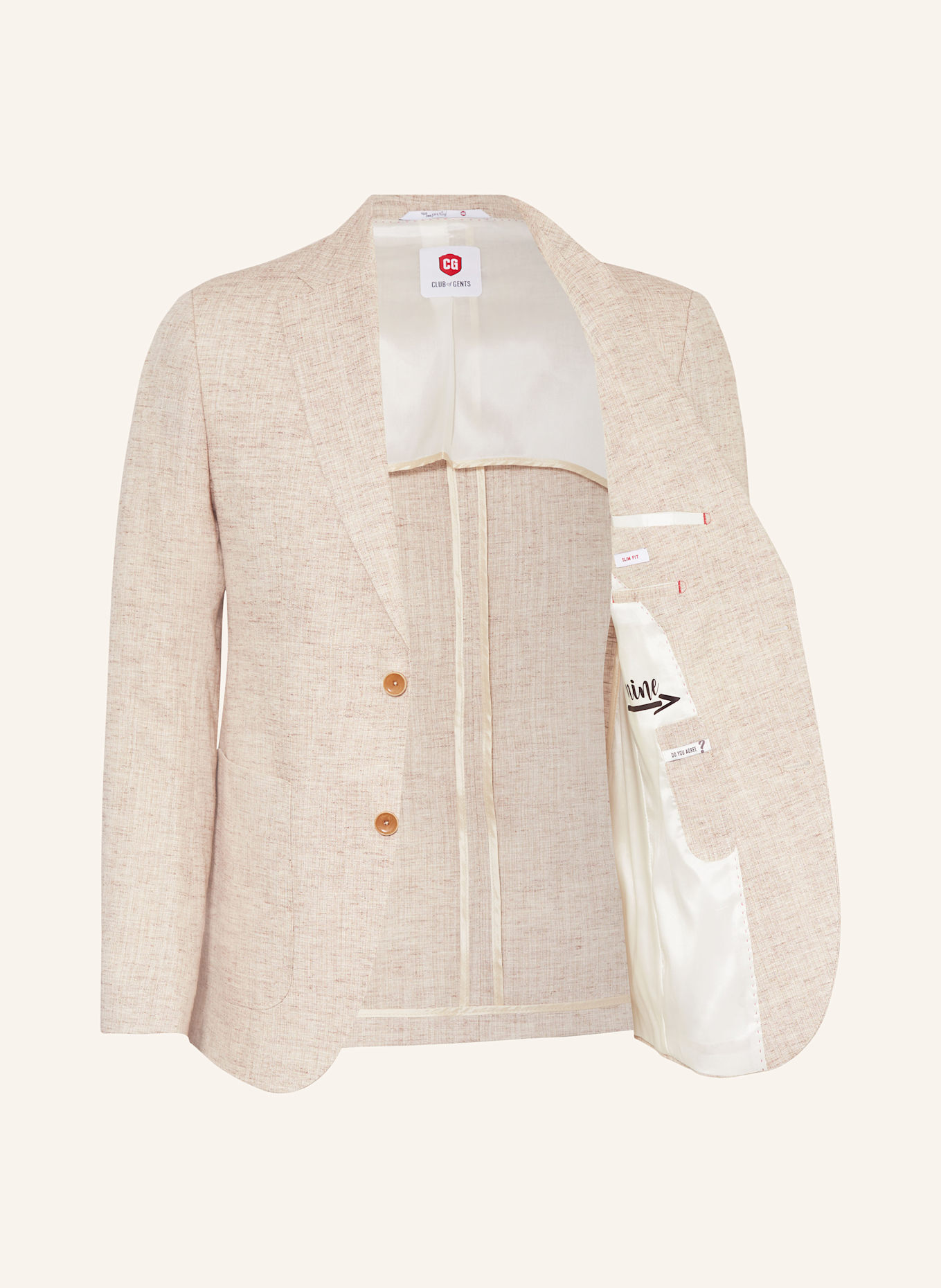 CG - CLUB of GENTS PETERSON slim fit suit jacket with linen: BEIGE