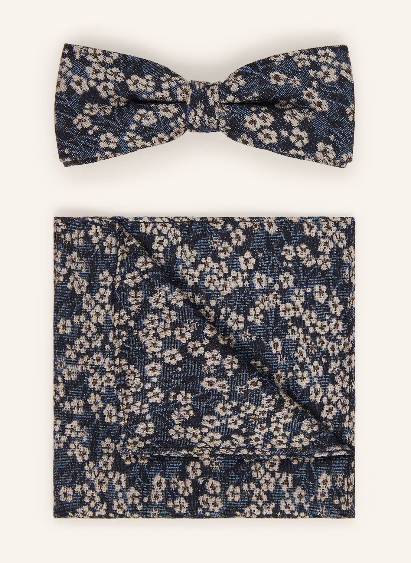 CG - CLUB of GENTS Set: Fliege und Einstecktuch CG PIXTON-N: DUNKELBLAU / CREME