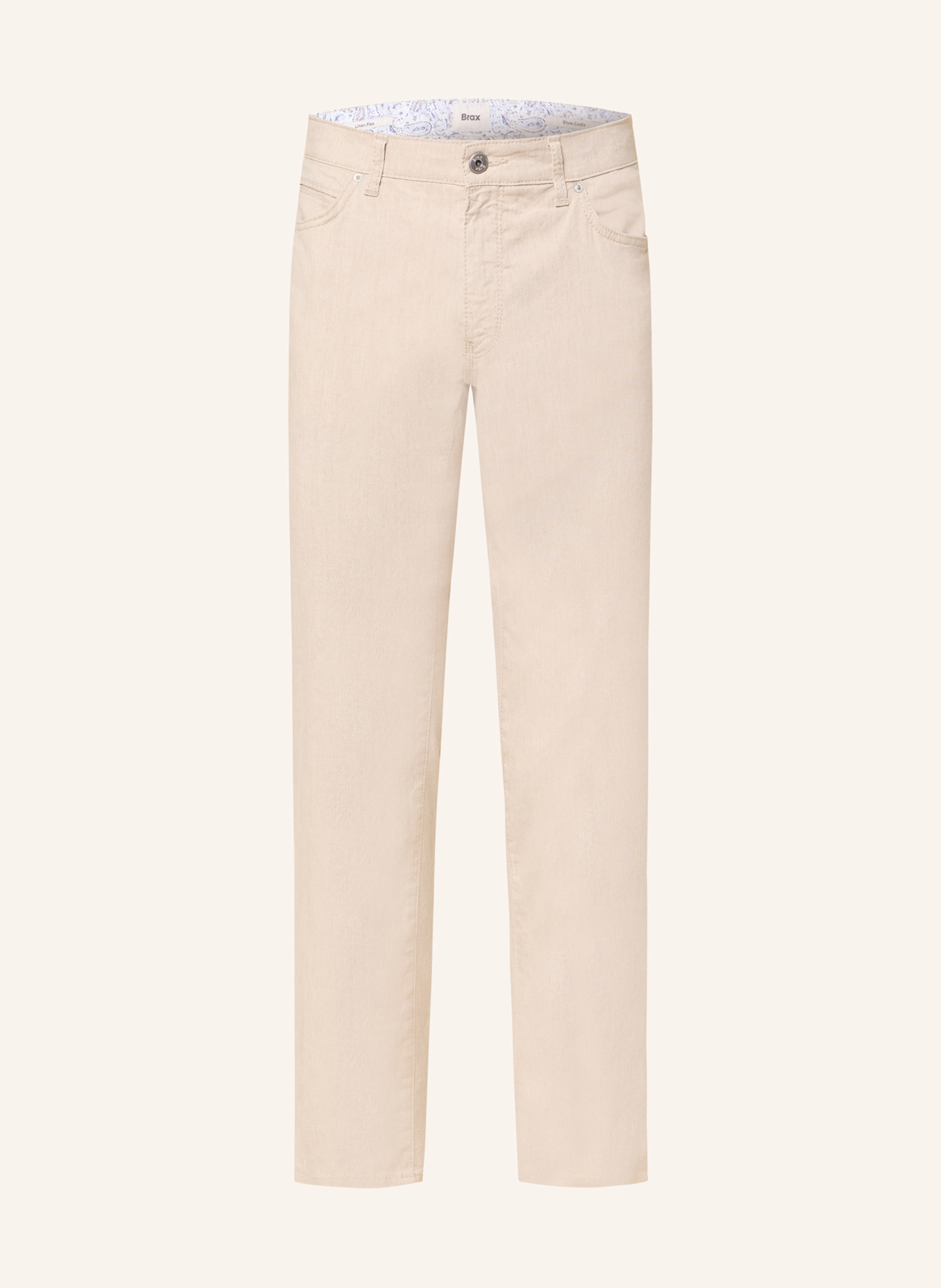 BRAX Kalhoty CADIZ L Modern Fit se lnem: BÉŽOVÁ