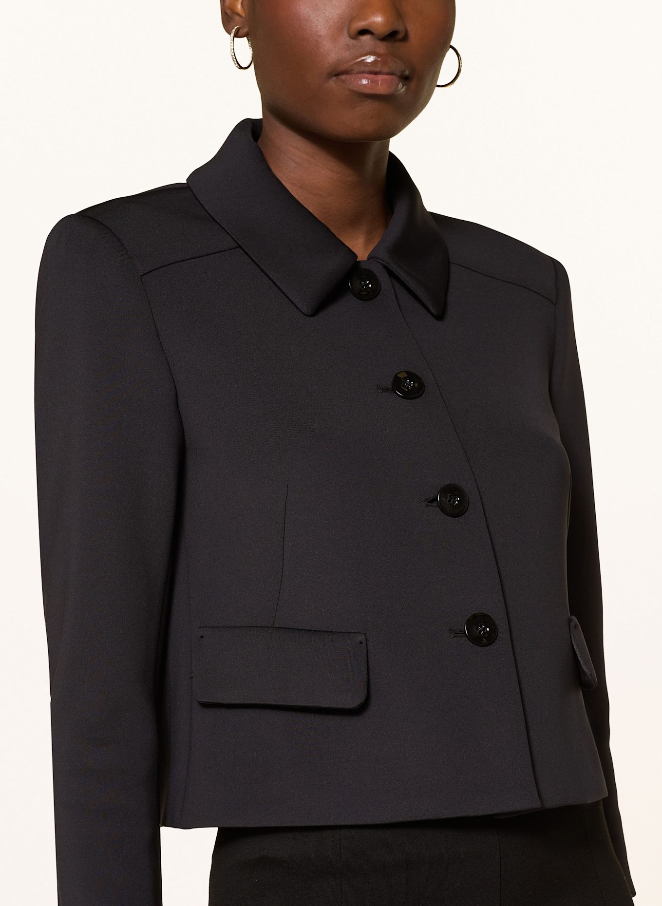 MARC CAIN Kastenjacke mit 3/4-Arm: SCHWARZ