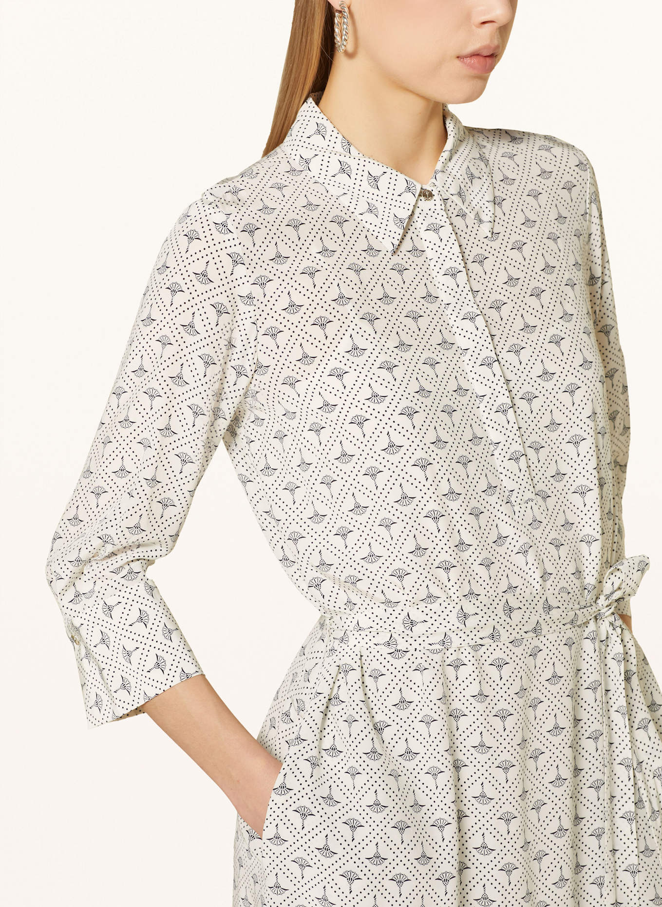 JOOP! Hemdblusenkleid DIANDRA mit 3/4-Arm: ECRU/ DUNKELBLAU
