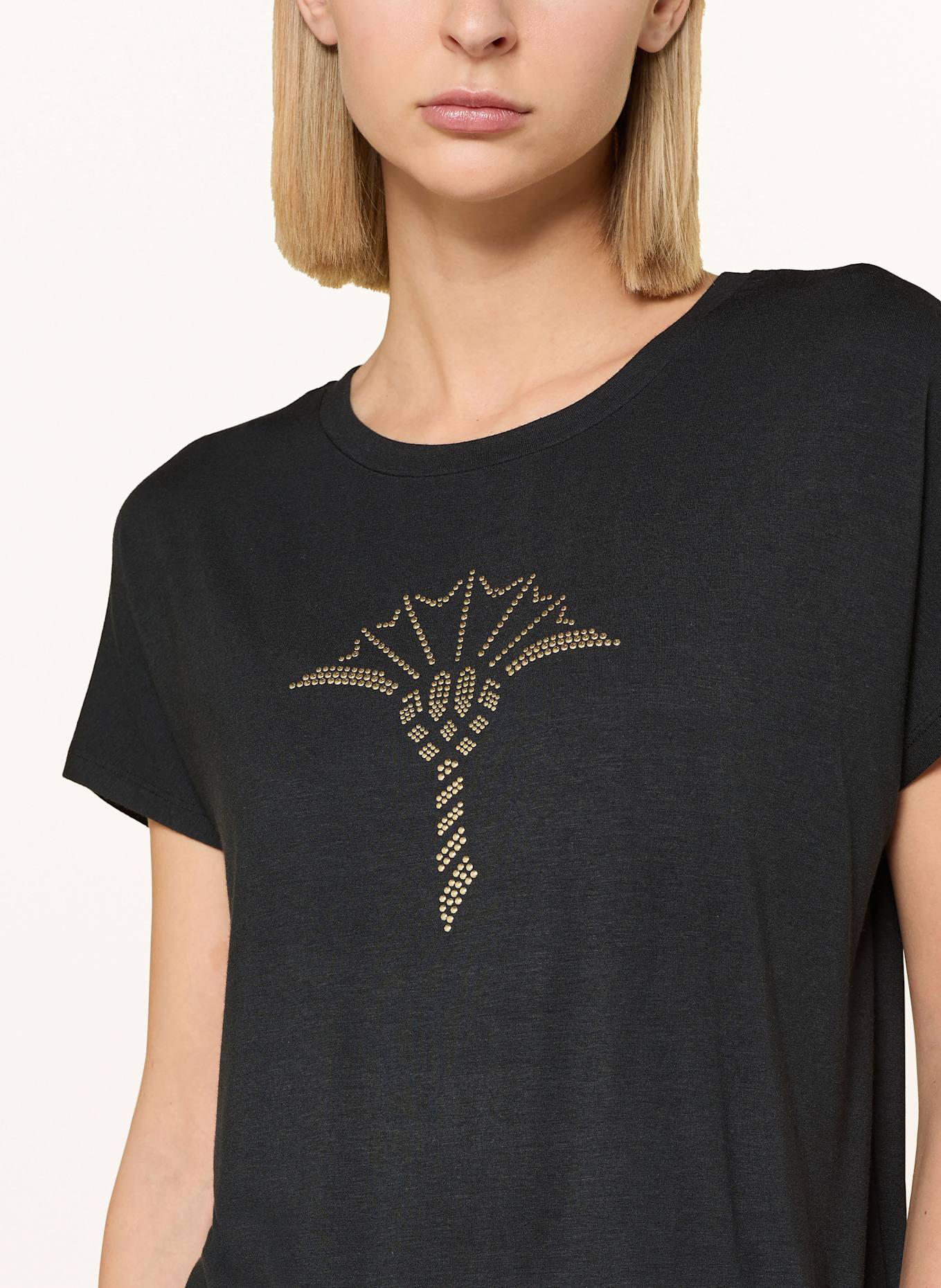 JOOP! Schlafshirt mit Schmucksteinen: SCHWARZ