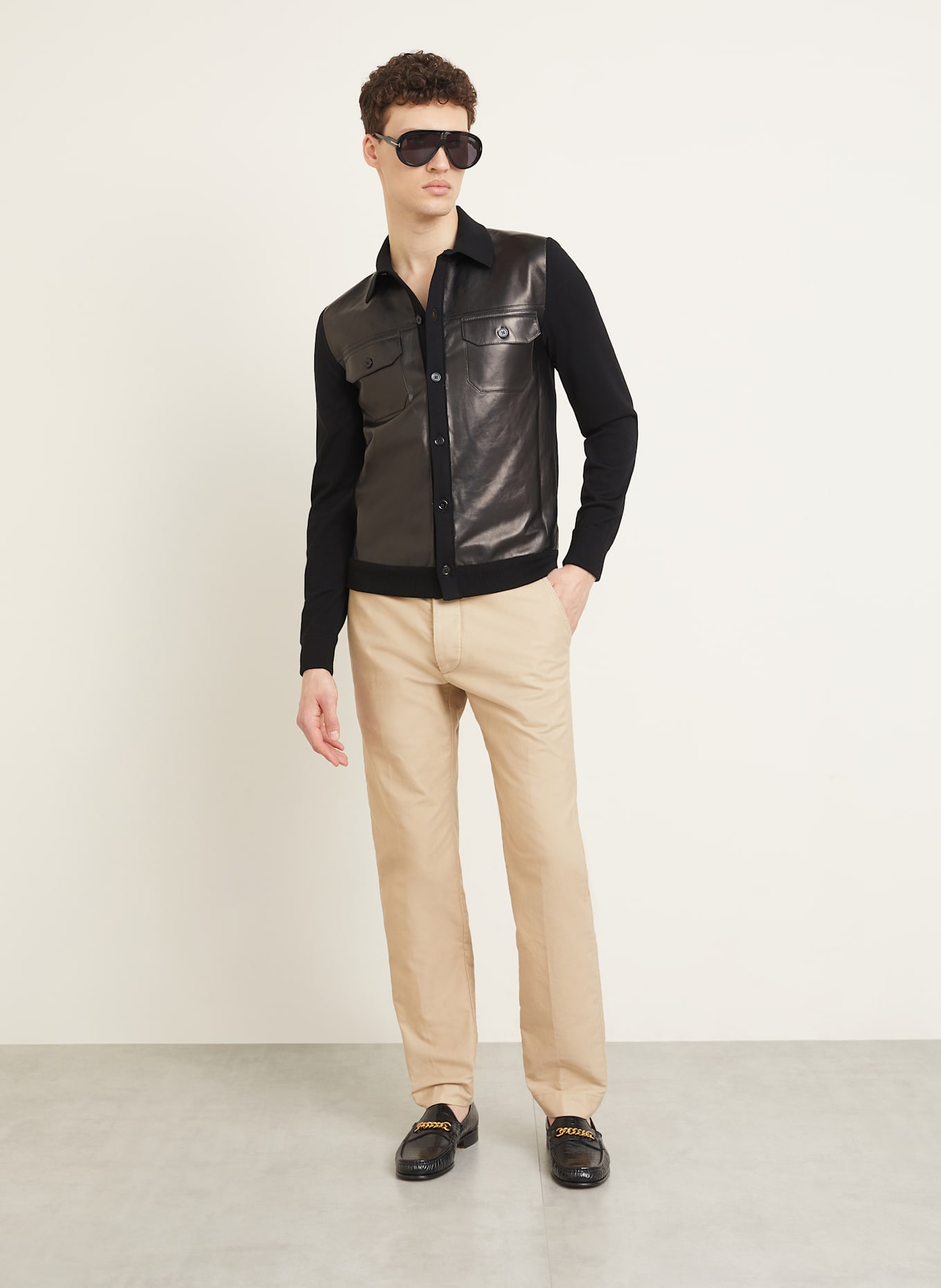 TOM FORD Overjacket im Materialmix: SCHWARZ