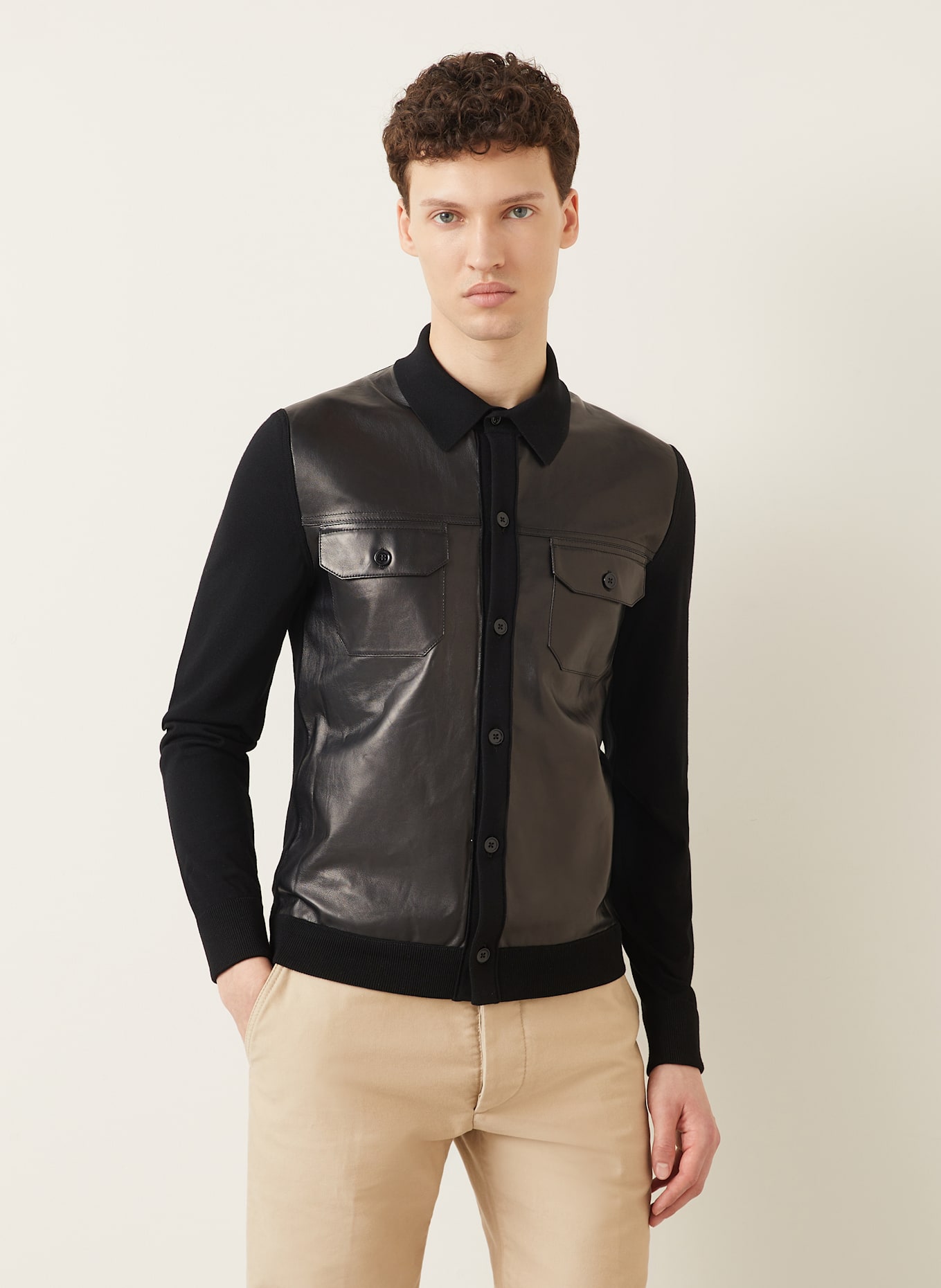 TOM FORD Overjacket im Materialmix: SCHWARZ