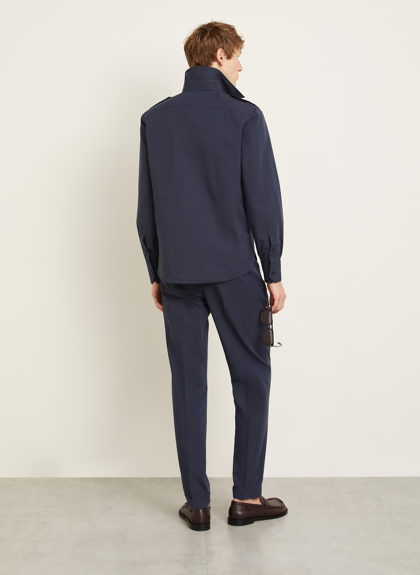 TOM FORD Hemd Regular Fit mit Seide: DUNKELBLAU