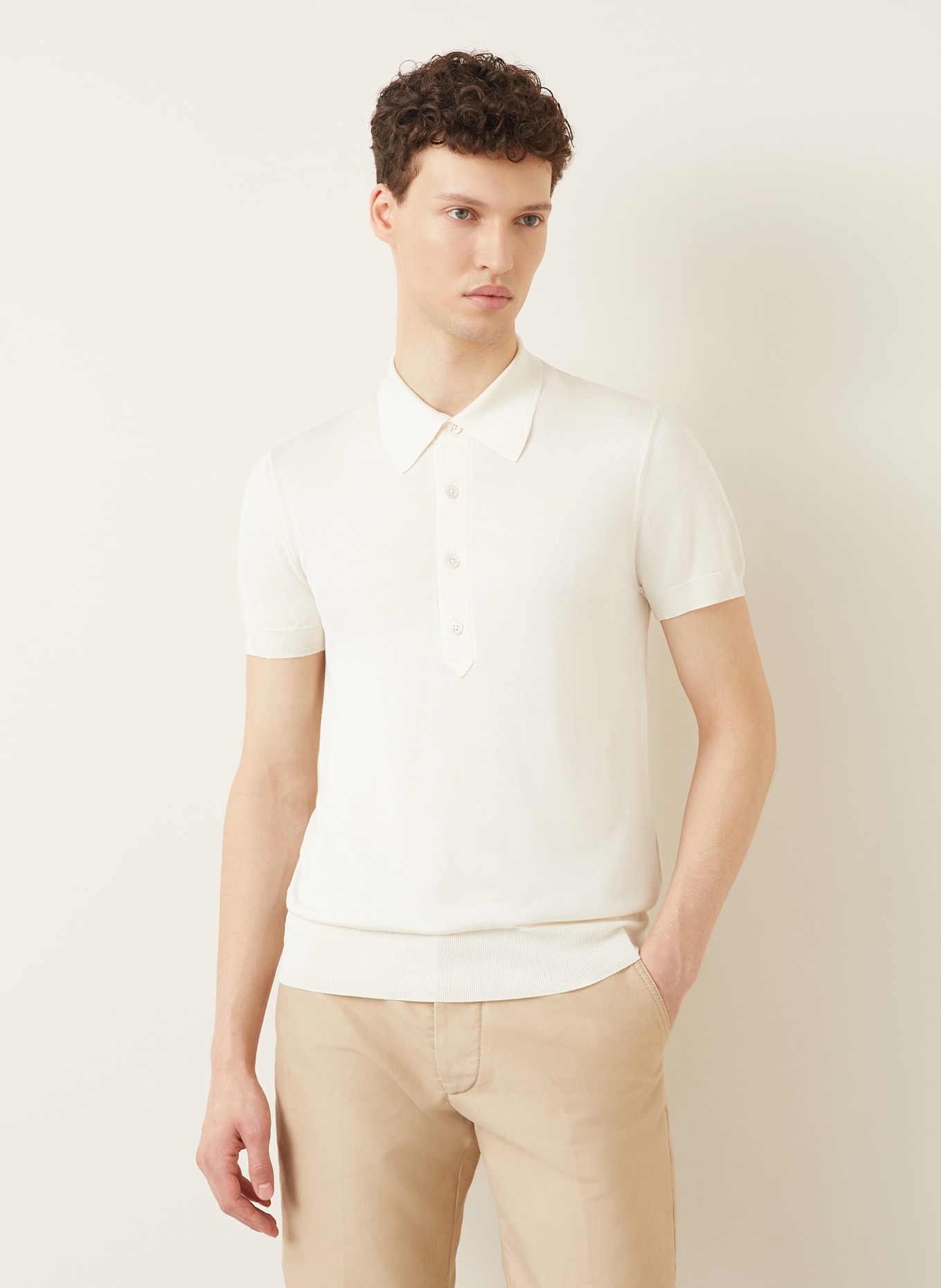 TOM FORD Jersey-Poloshirt mit Seide: ECRU