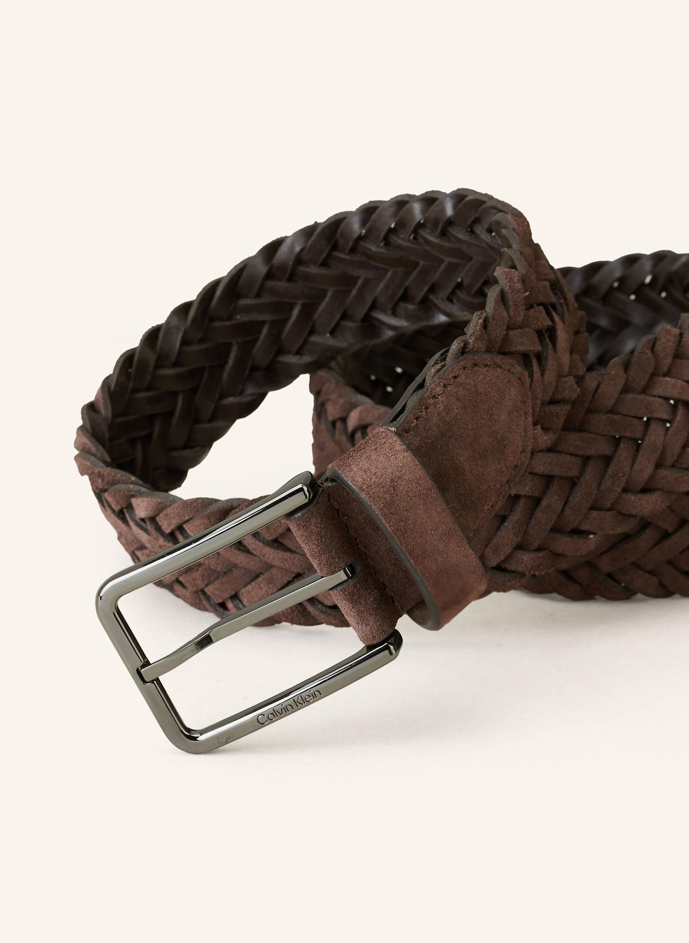 Calvin Klein Flechtgürtel aus Leder: DUNKELBRAUN