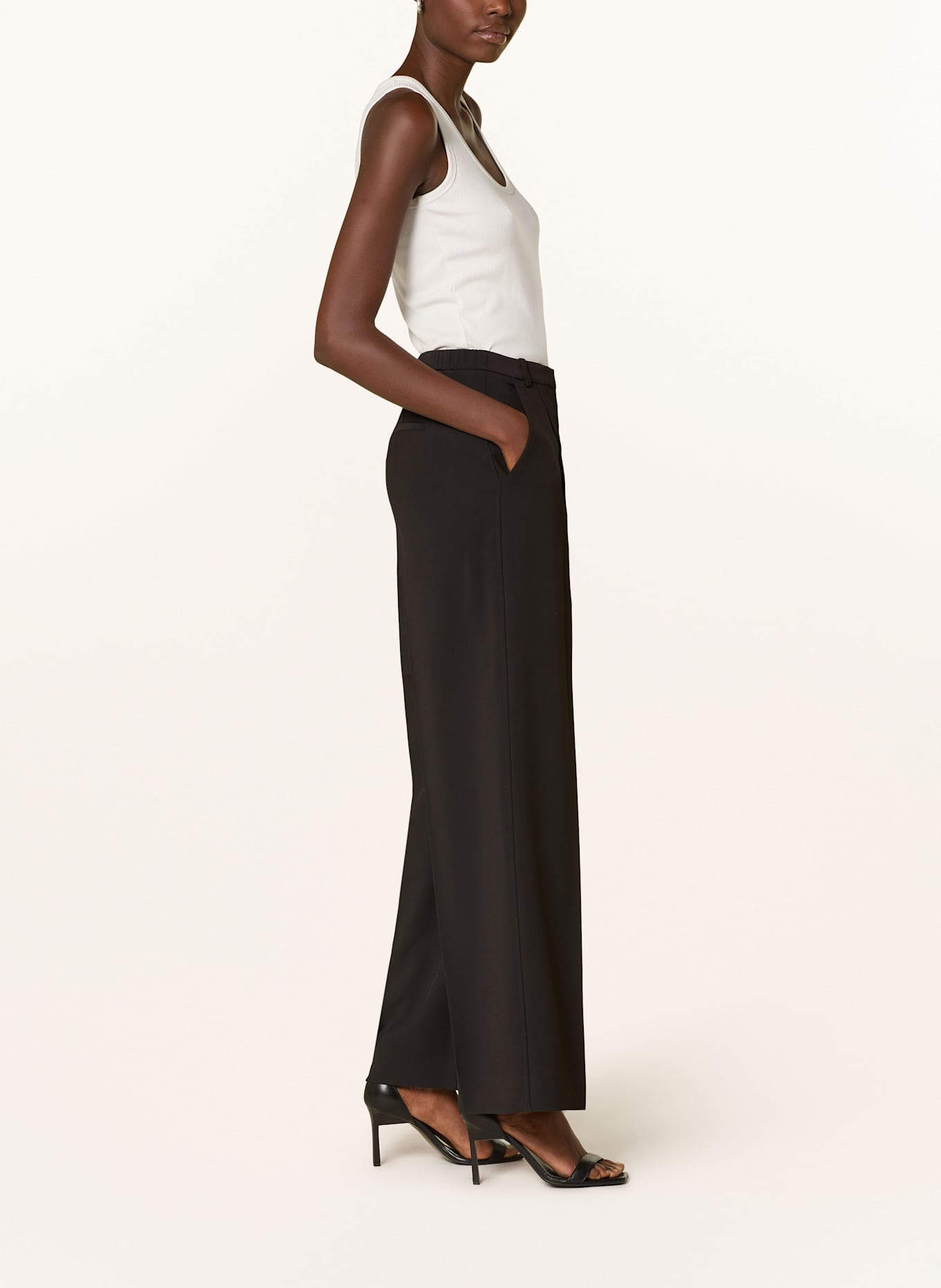 Calvin Klein Wide leg trousers: BLACK
