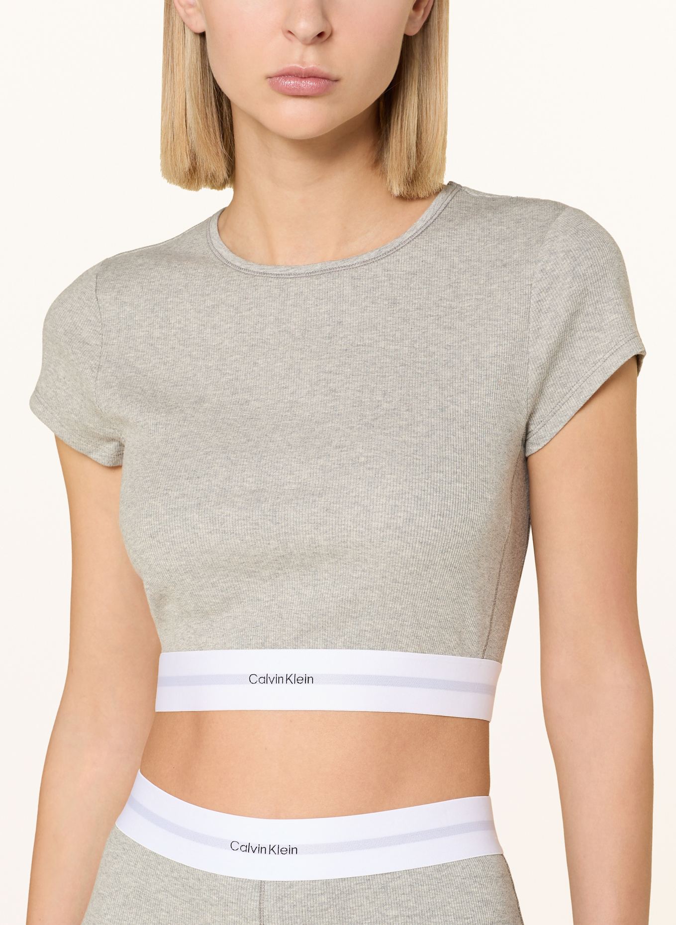 Calvin Klein Lounge-Shirt COTTON STRTECH RIB: GRAU / WEISS