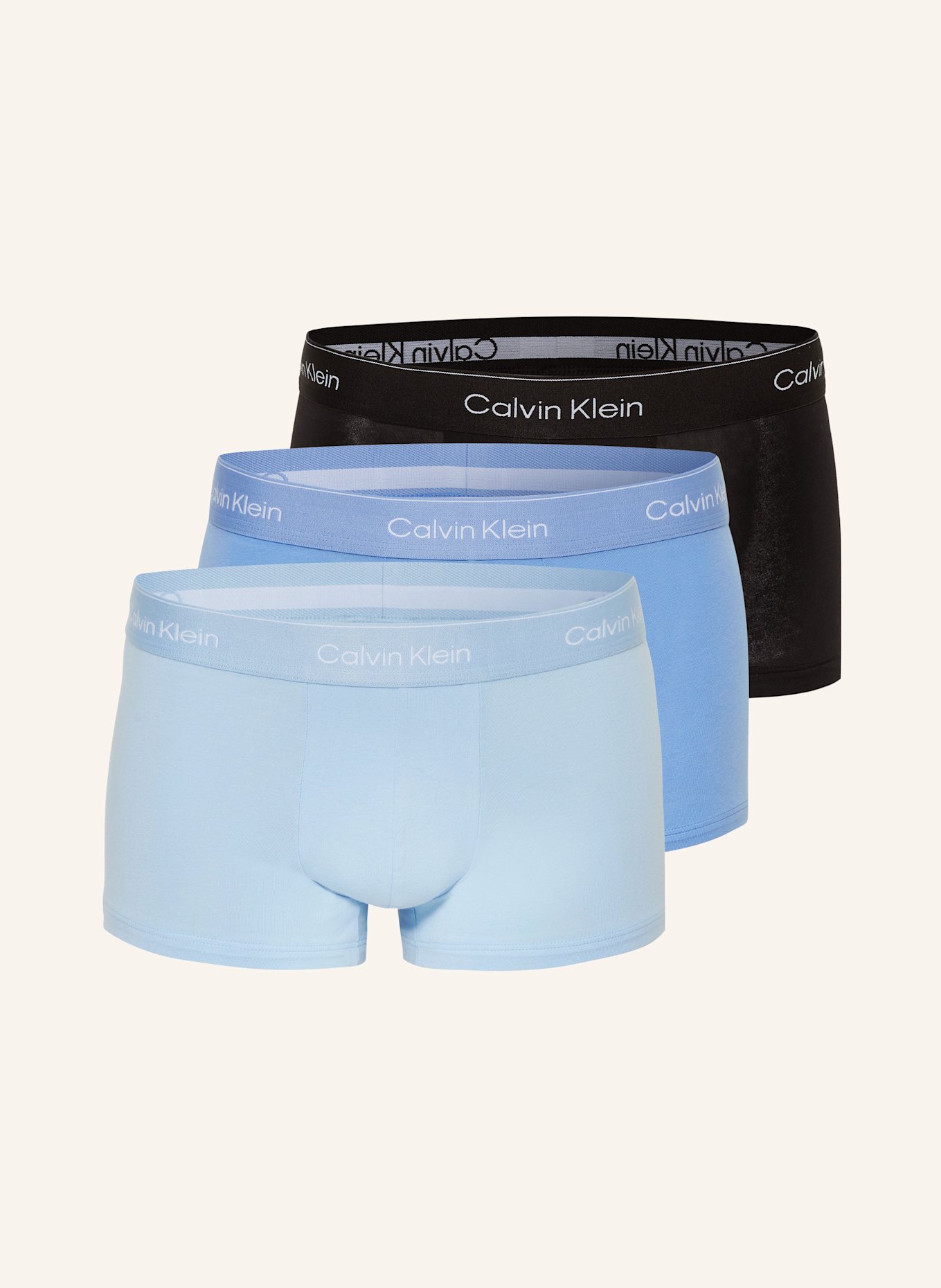 Calvin Klein 3er-Pack Boxershorts ICON COTTON STRETCH Low Rise, Farbe: SCHWARZ/ BLAU/ HELLBLAU (Bild 1)