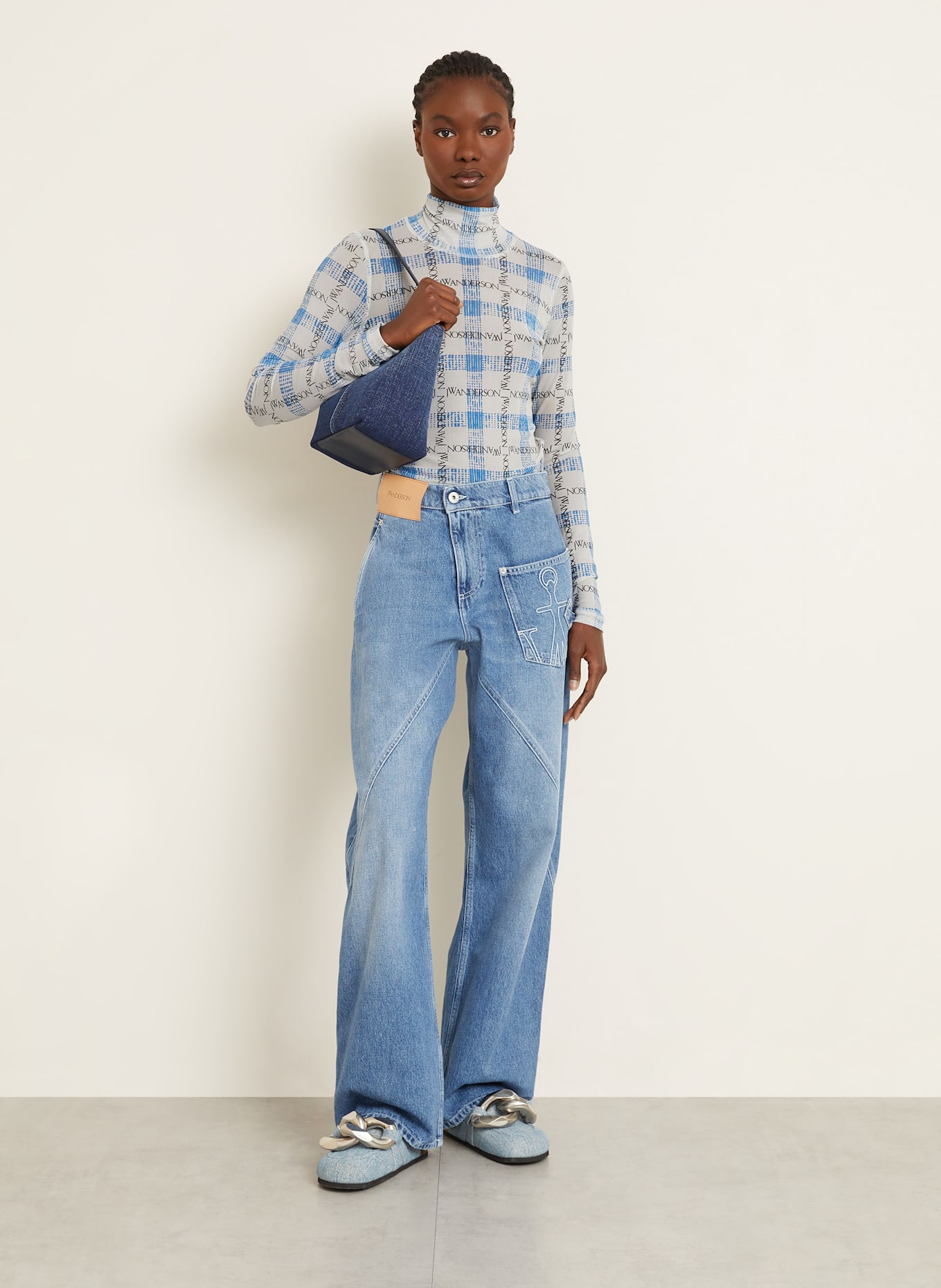 JW ANDERSON Schultertasche THE JWA CORNER SMALL: DUNKELBLAU