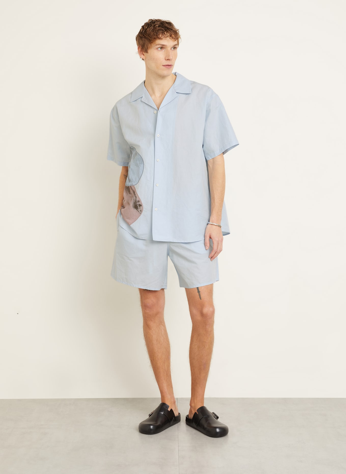 JW ANDERSON Resorthemd Comfort Fit mit Leinen: HELLBLAU
