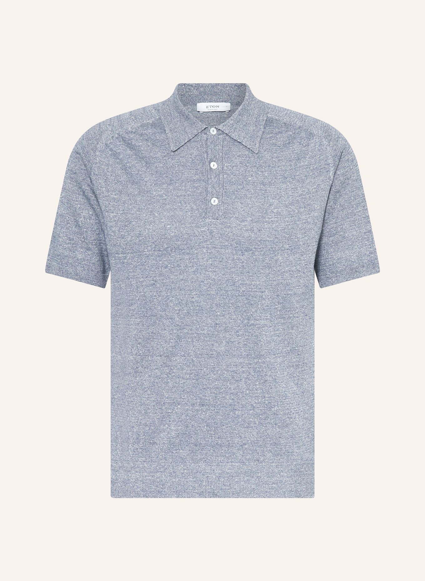 ETON Strick-Poloshirt mit Leinen: DUNKELBLAU