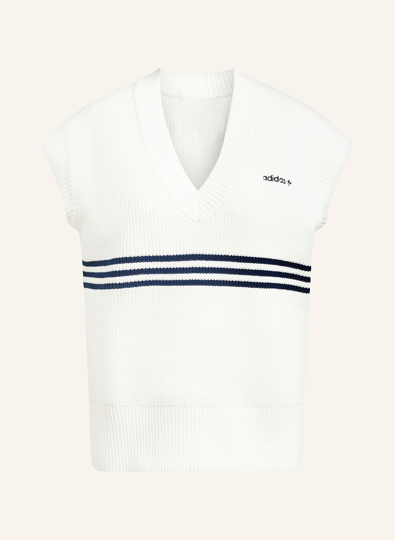 adidas Originals Pullunder 3 STRIPE KNITTED: WEISS / DUNKELBLAU