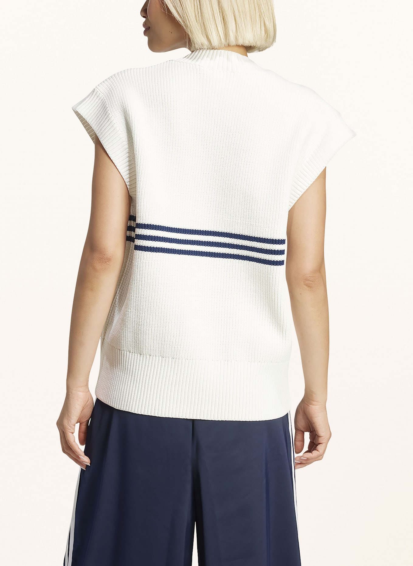 adidas Originals Pullunder 3 STRIPE KNITTED: WEISS / DUNKELBLAU