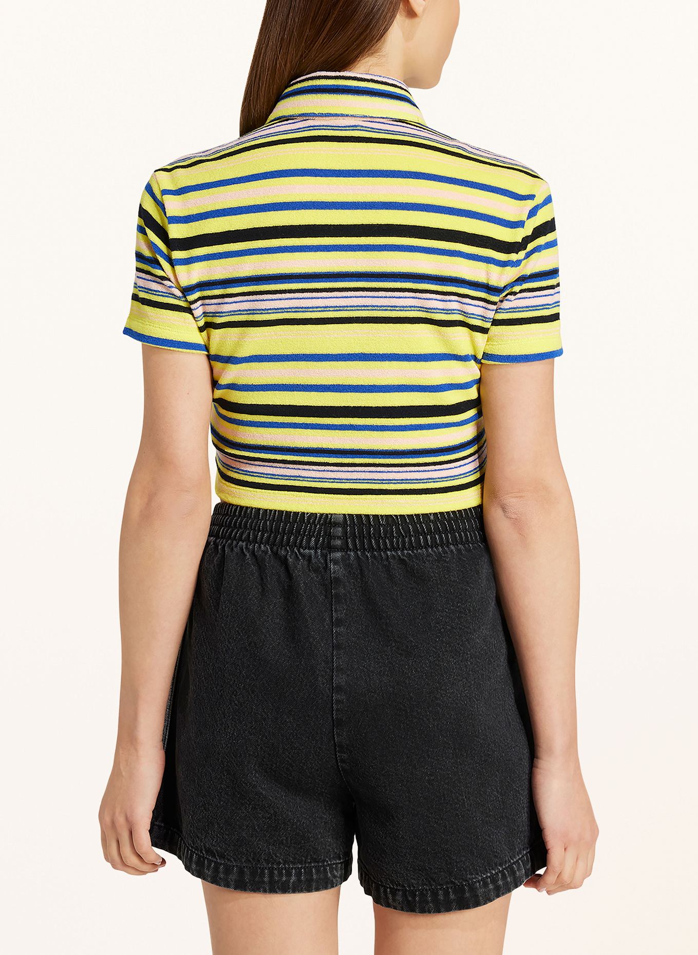 adidas Originals STRIPED TOWEL BUTTON UP cropped polo shirt
