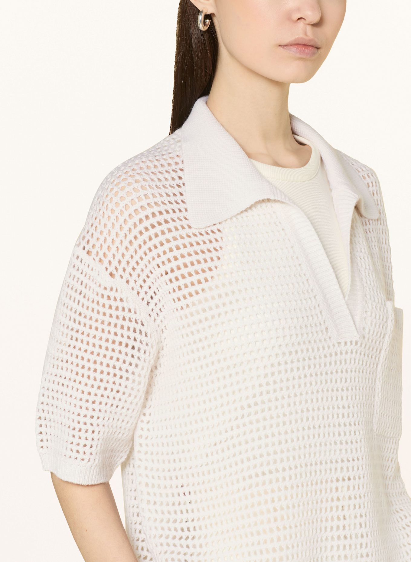 HERZEN'S ANGELEGENHEIT Koszulka polo z dzianiny z dodatkiem kaszmiru: ECRU