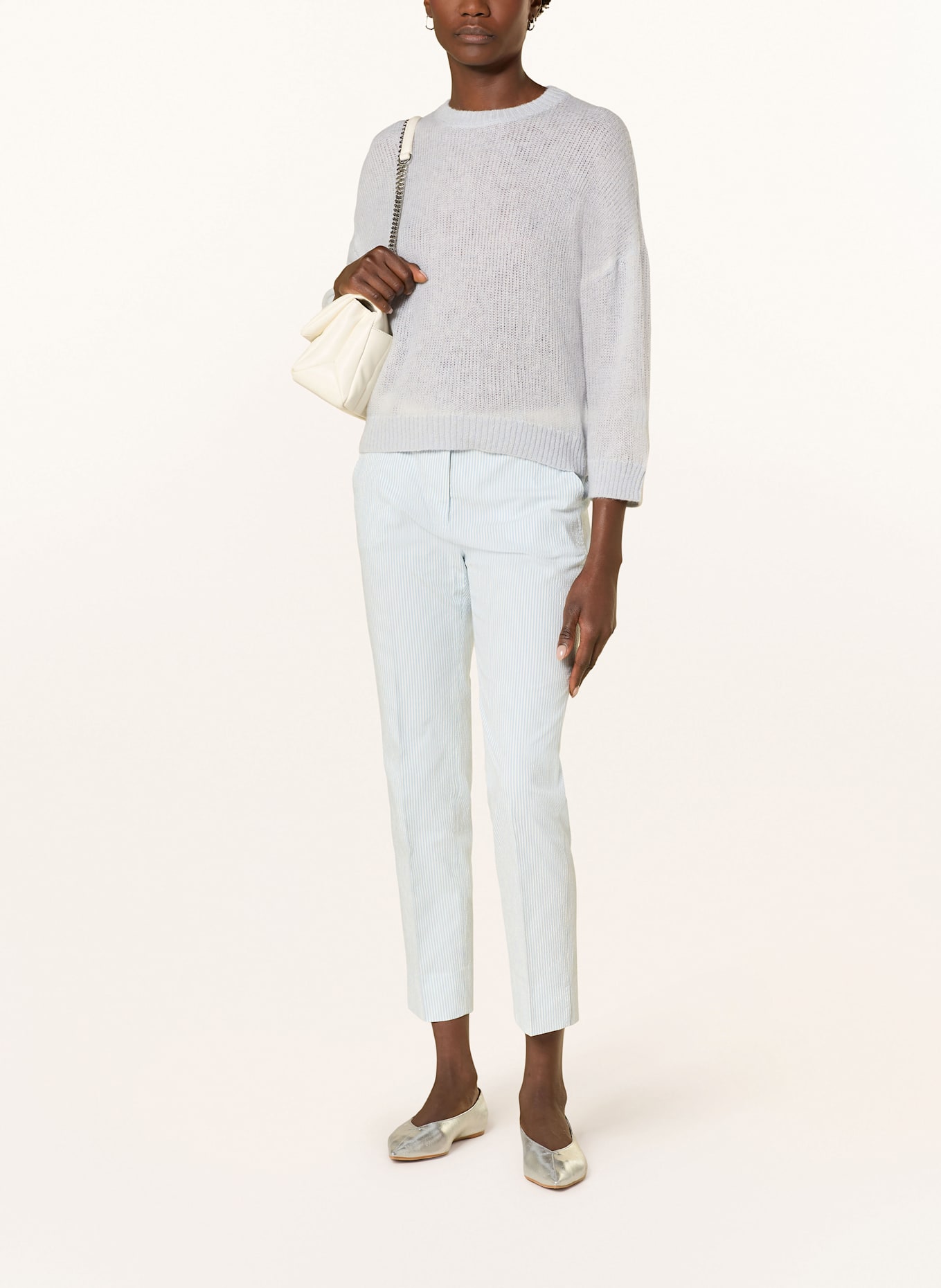 PESERICO Pullover mit Alpaka und Glitzergarn: HELLGRAU