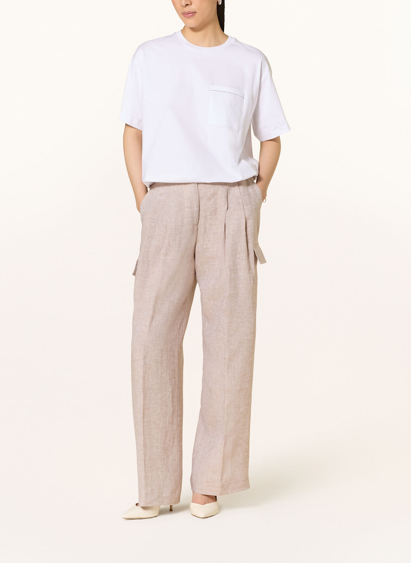 PESERICO T-shirt with decorative gems: WHITE