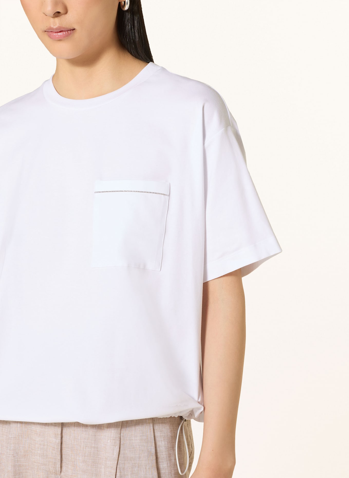PESERICO T-shirt with decorative gems: WHITE