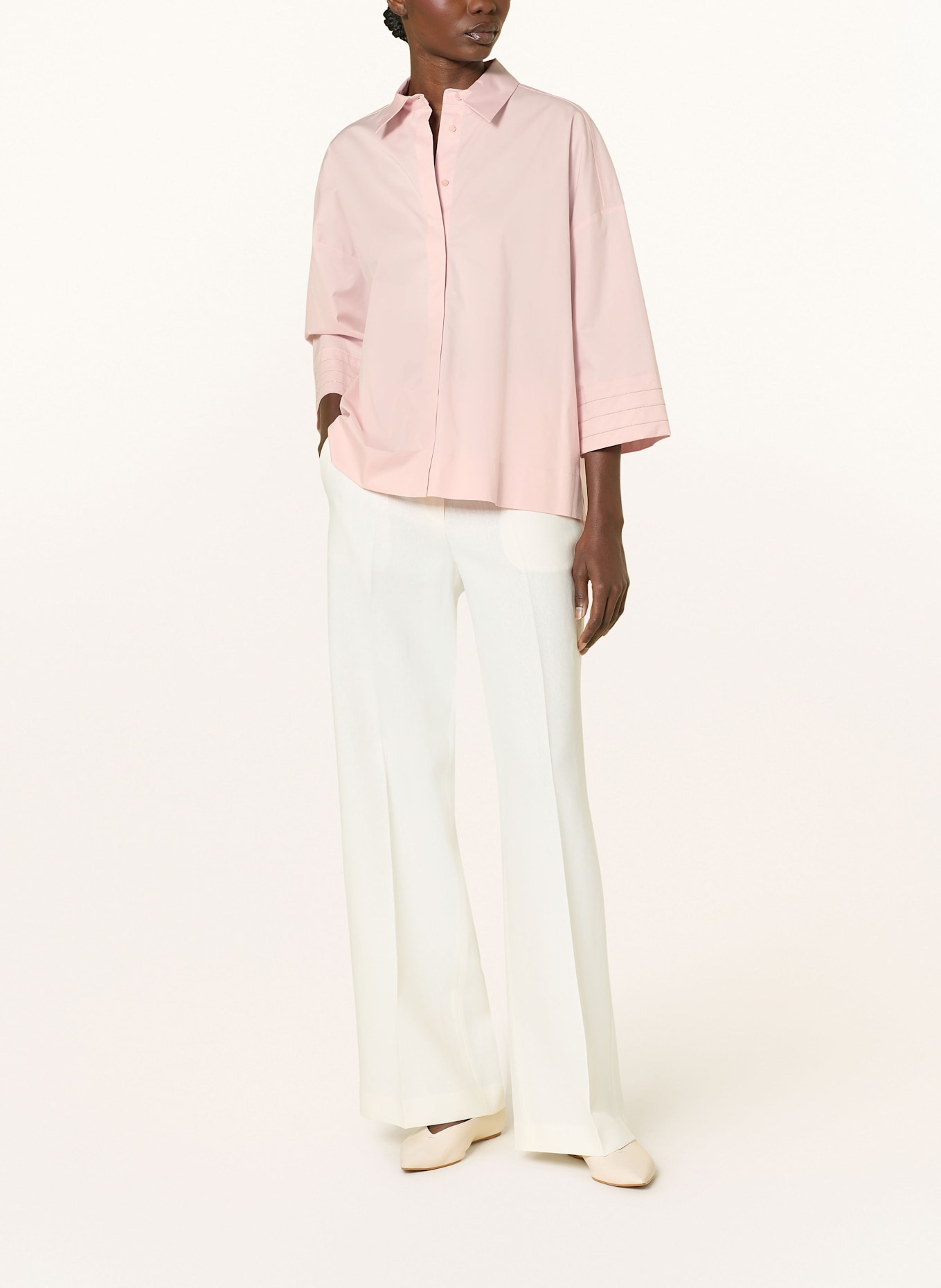 PESERICO Hemdbluse mit 3/4-Arm und Schmuckperlen: ROSÉ