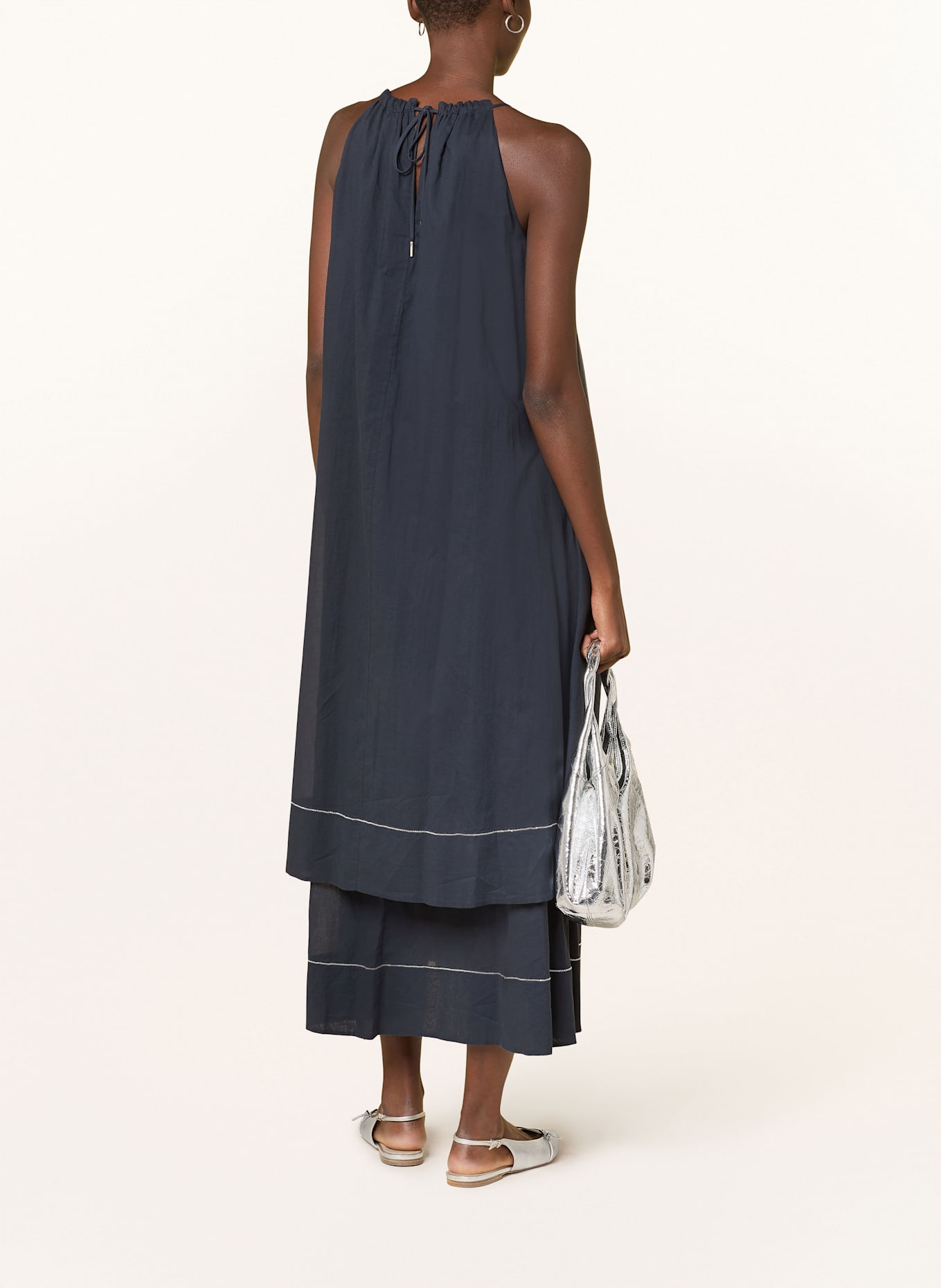 PESERICO Kleid mit Schmuckperlen: DUNKELBLAU