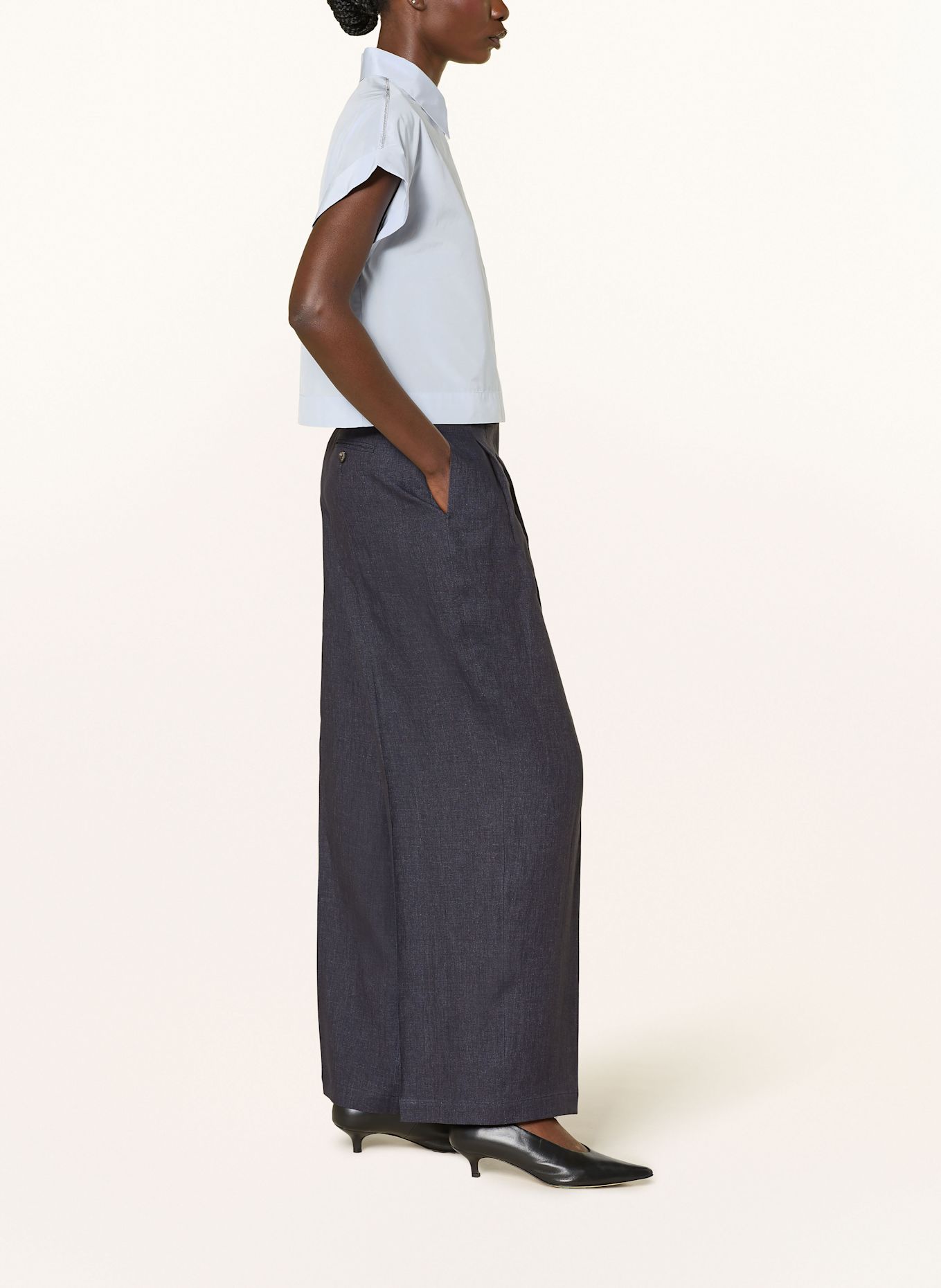 PESERICO Marlenehose aus Leinen: DUNKELBLAU