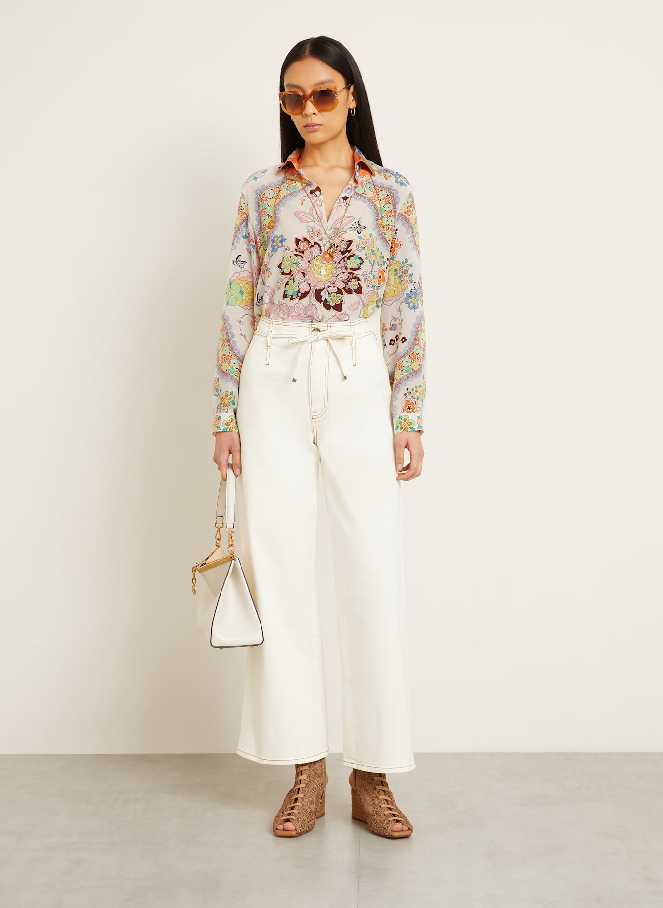 ETRO Koszula z jedwabiu: ECRU / ŻÓŁTY / CIEMNOCZERWONY