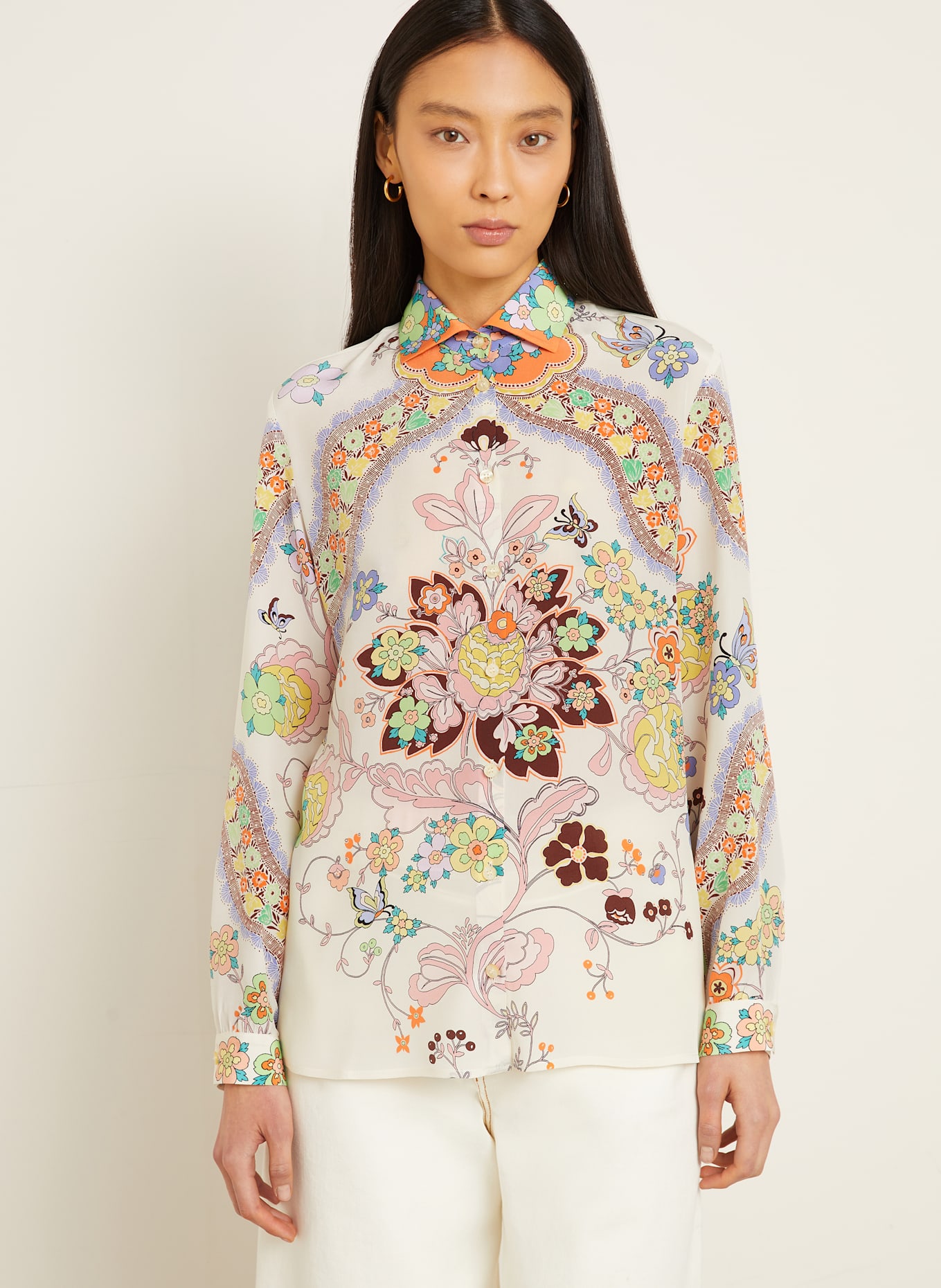 ETRO Koszula z jedwabiu: ECRU / ŻÓŁTY / CIEMNOCZERWONY